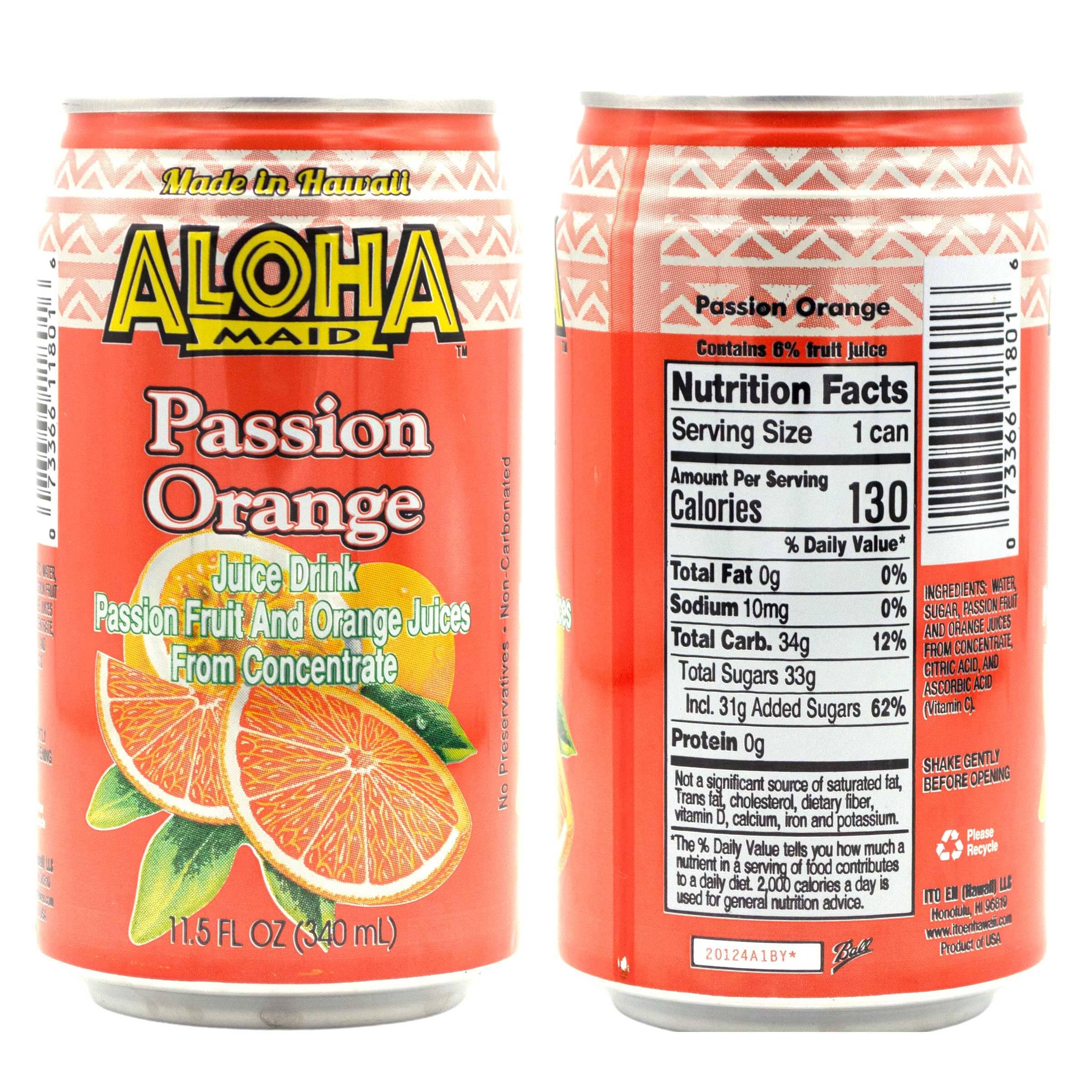 Aloha Maid Drinks, Orange Variety Pack, 3 Flavors, 4 Cans per Flavor, Total 12 Cans