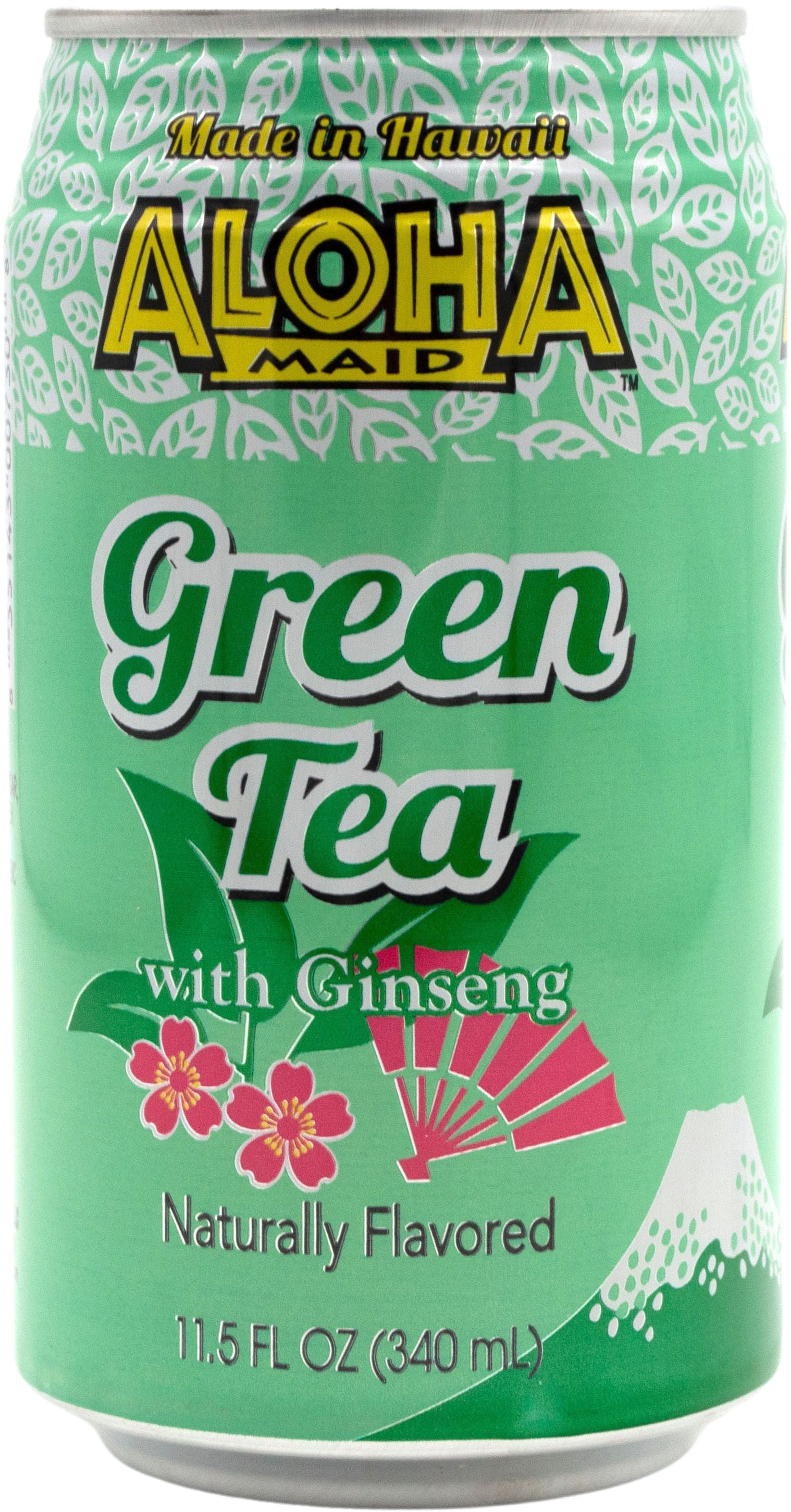 Aloha Maid Natural, Green Tea with Ginseng, 11.5 Fluid Ounce (Pack of 6)