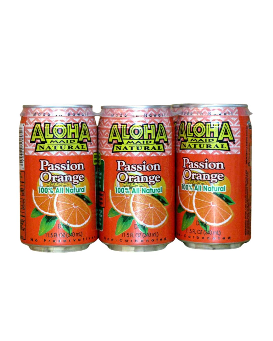 Aloha Maid Natural, Passion Orange, 11.5 Fluid Ounce, Pack of 6