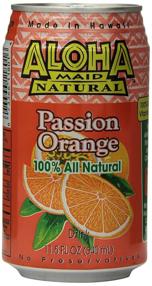 Aloha Maid Natural, Passion Orange, 11.5 Fluid Ounce, Pack of 6