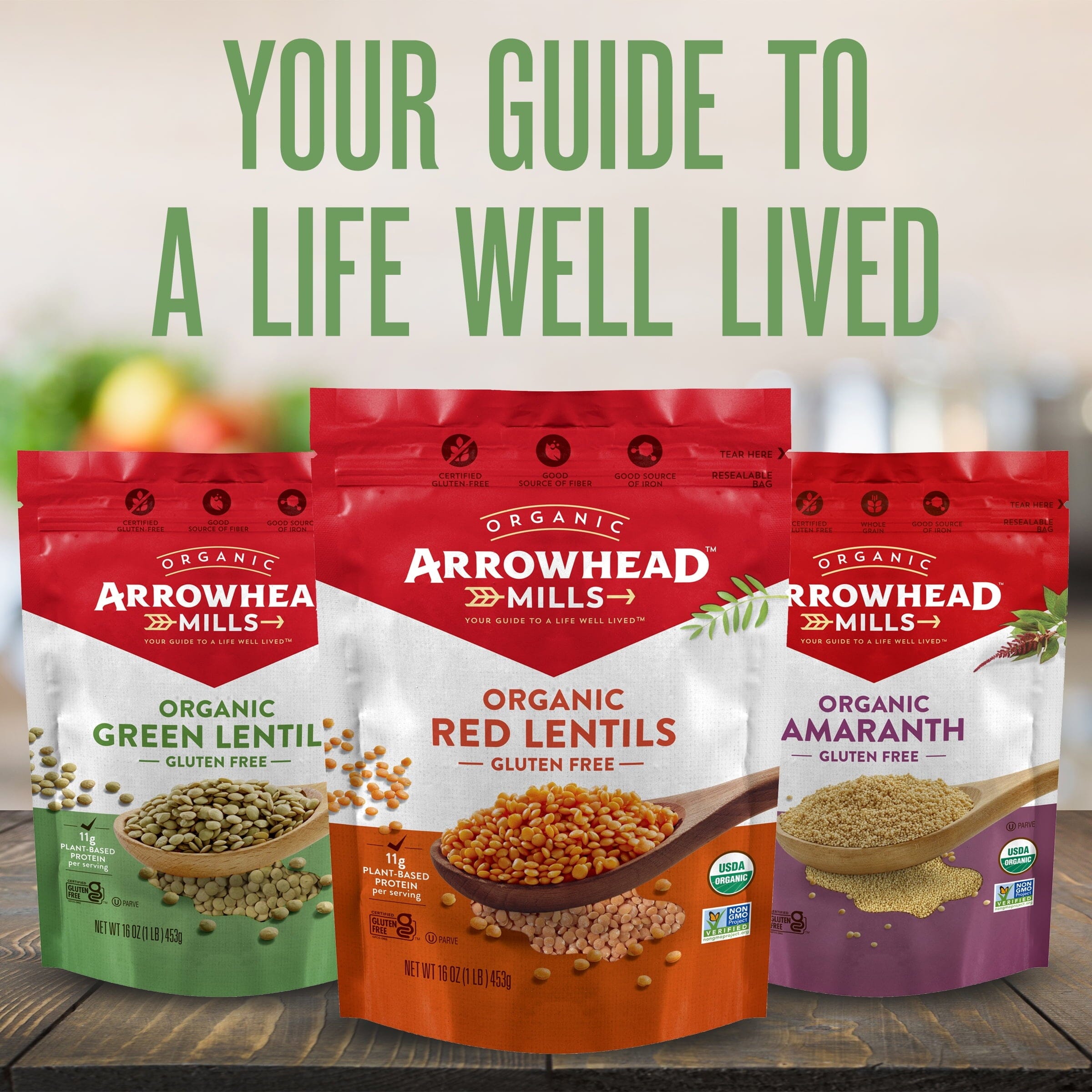 Arrowhead Mills Organic Green Lentils, 16 Oz Bag