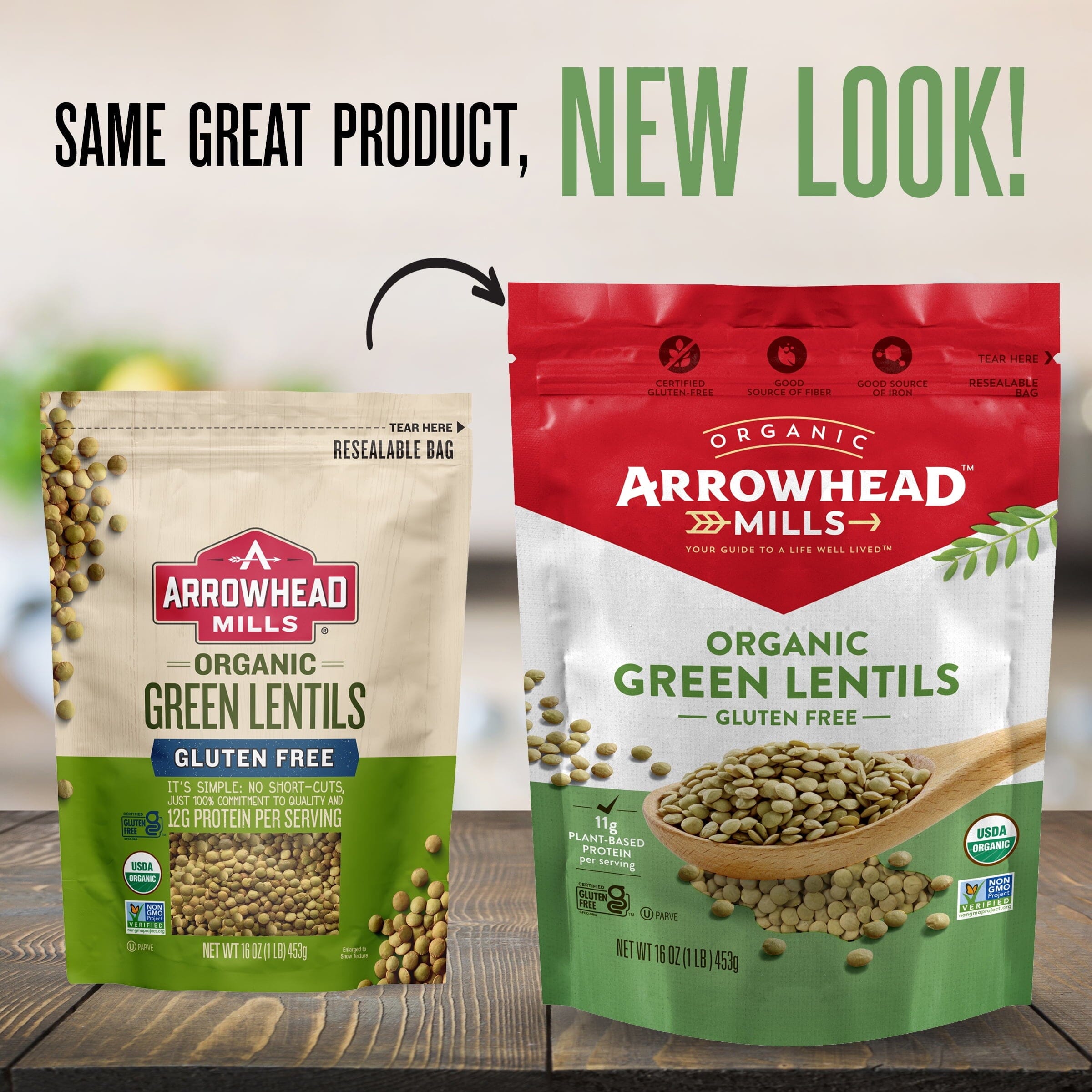 Arrowhead Mills Organic Green Lentils, 16 Oz Bag
