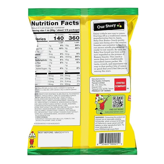 Baby Star Crispy Ramen Snacks, Tonkotsu, 2.47 Ounce