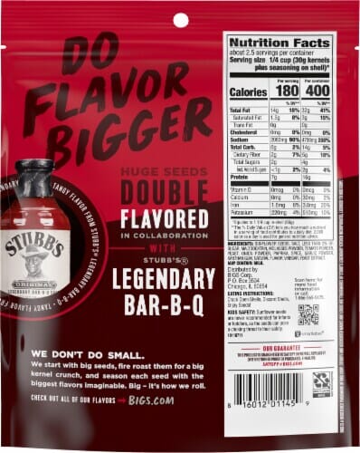 BIGS Stubb's Smokey Sweet Bar-B-Q Sunflower Seeds, 5.35-ounce bags