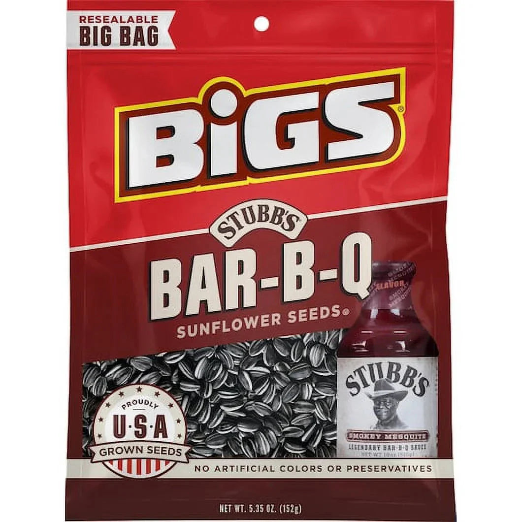 BIGS Stubb's Smokey Sweet Bar-B-Q Sunflower Seeds, 5.35-ounce bags