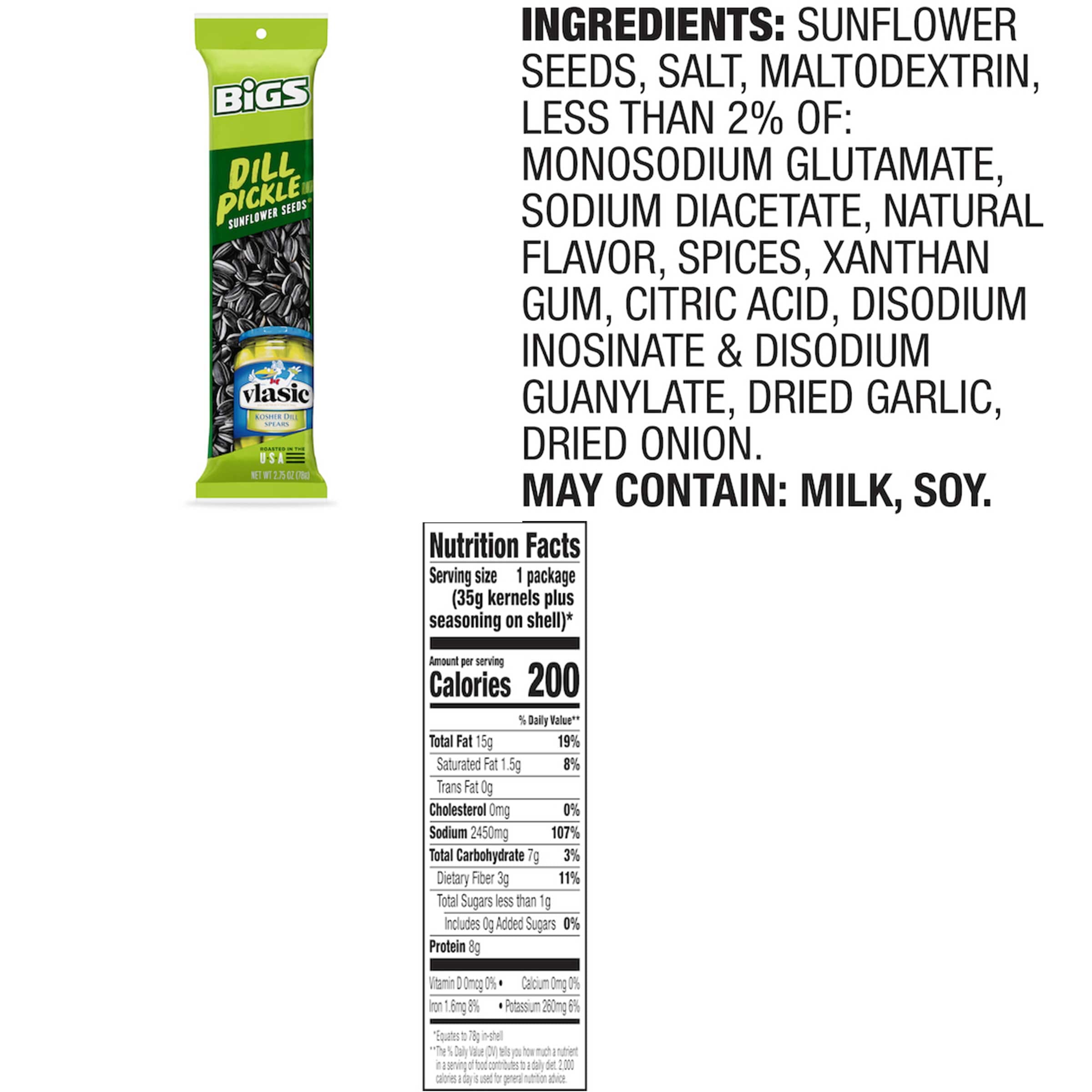 BIGS Sunflower Seeds Original, Dill Pickle, Zesty Ranch, 2.75 Ounce Each