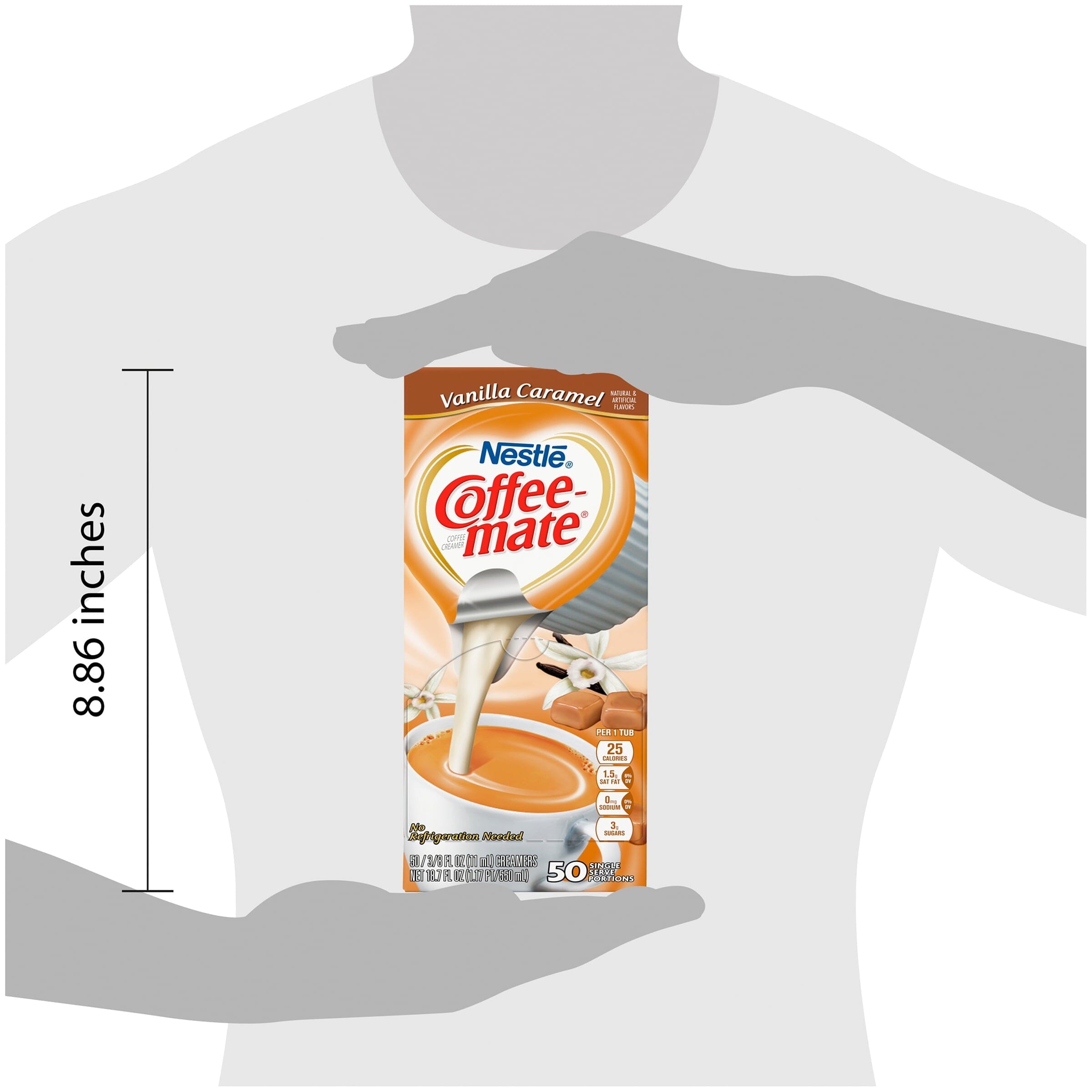 Coffee Mate Vanilla Caramel Liquid Coffee Creamer Singles, Lactose-Free Creamer, 0.375 Fl Oz, 50 Ct