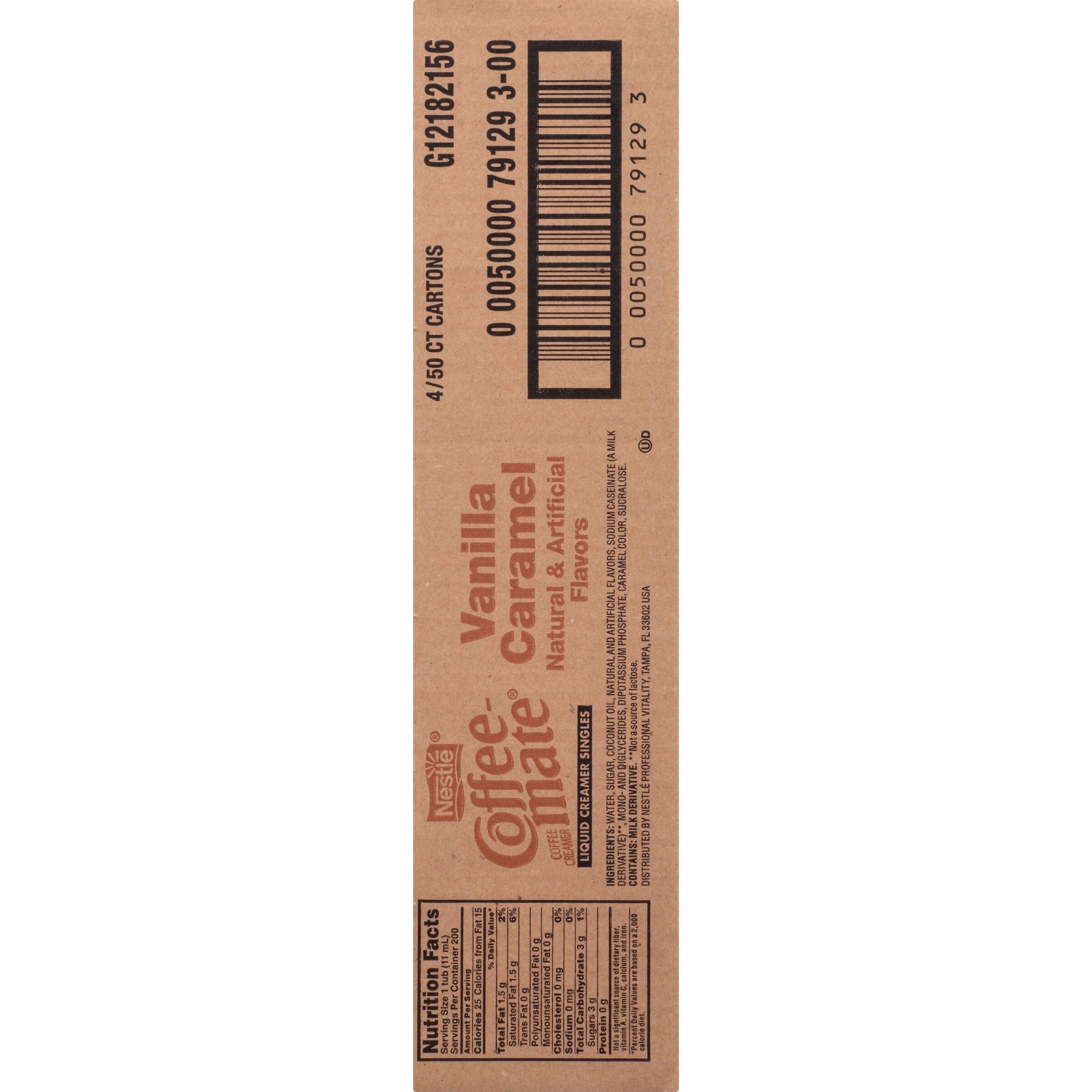 Coffee Mate Vanilla Caramel Liquid Coffee Creamer Singles, Lactose-Free Creamer, 0.375 Fl Oz, 50 Ct