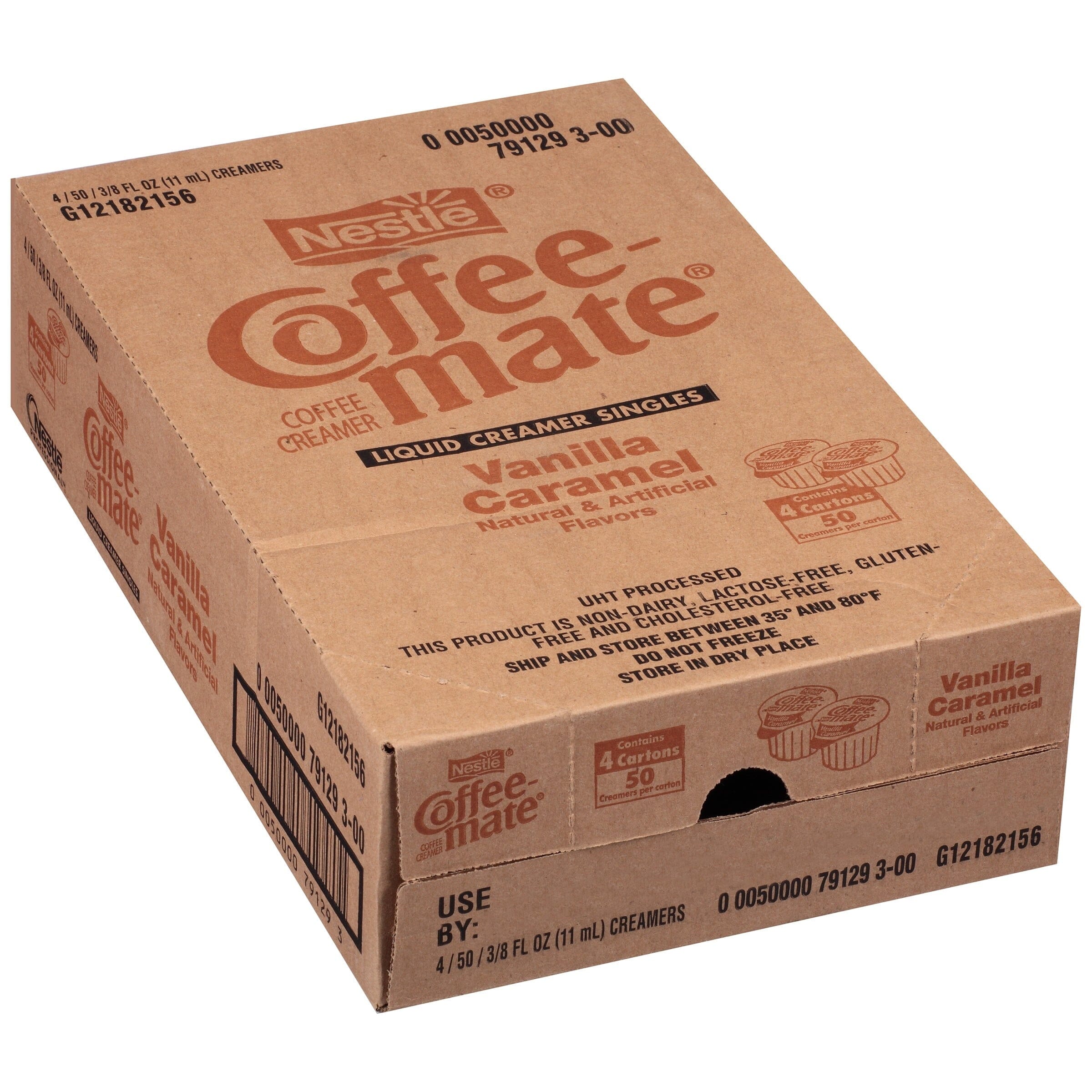 Coffee Mate Vanilla Caramel Liquid Coffee Creamer Singles, Lactose-Free Creamer, 0.375 Fl Oz, 50 Ct