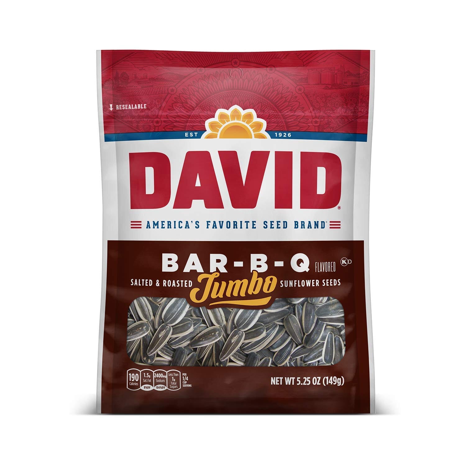 David Jumbo Sunflower Seeds, Bar-B-Q, 5.25 Ounce