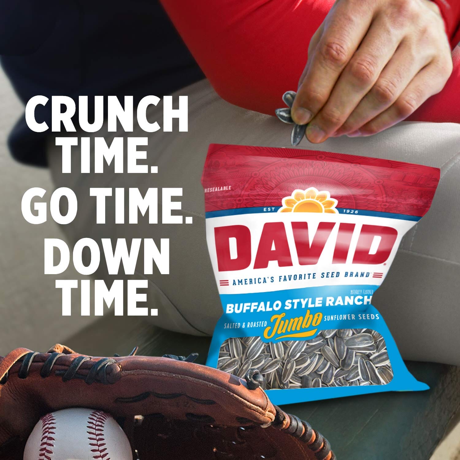 DAVID Roasted and Salted Jumbo Sunflower Seeds, Buffalo Style Ranch Flavor, 5.25oz