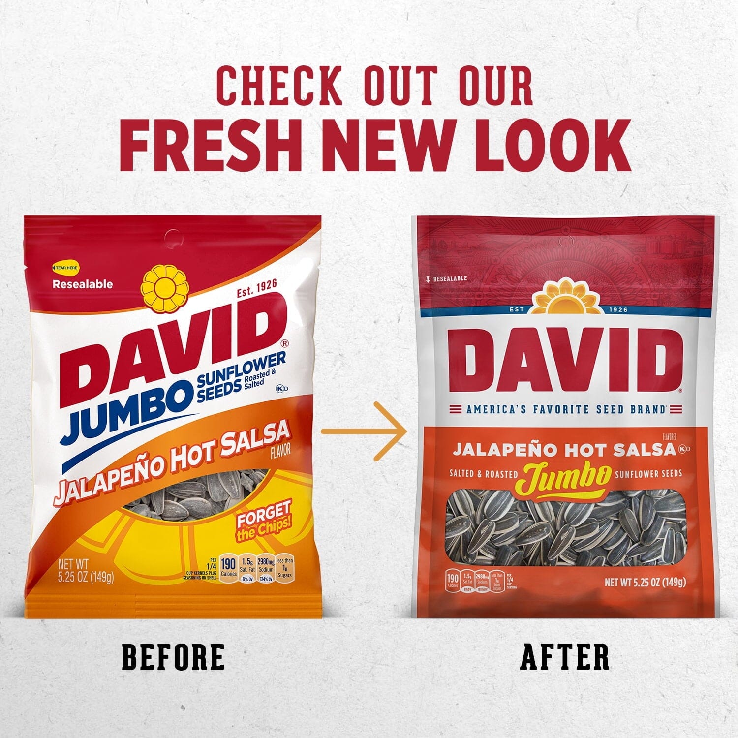 DAVID Seeds Keto Friendly Jalapeno Flavored Salted and Roasted Jumbo Sunflower Seeds, 5.25 Ounce