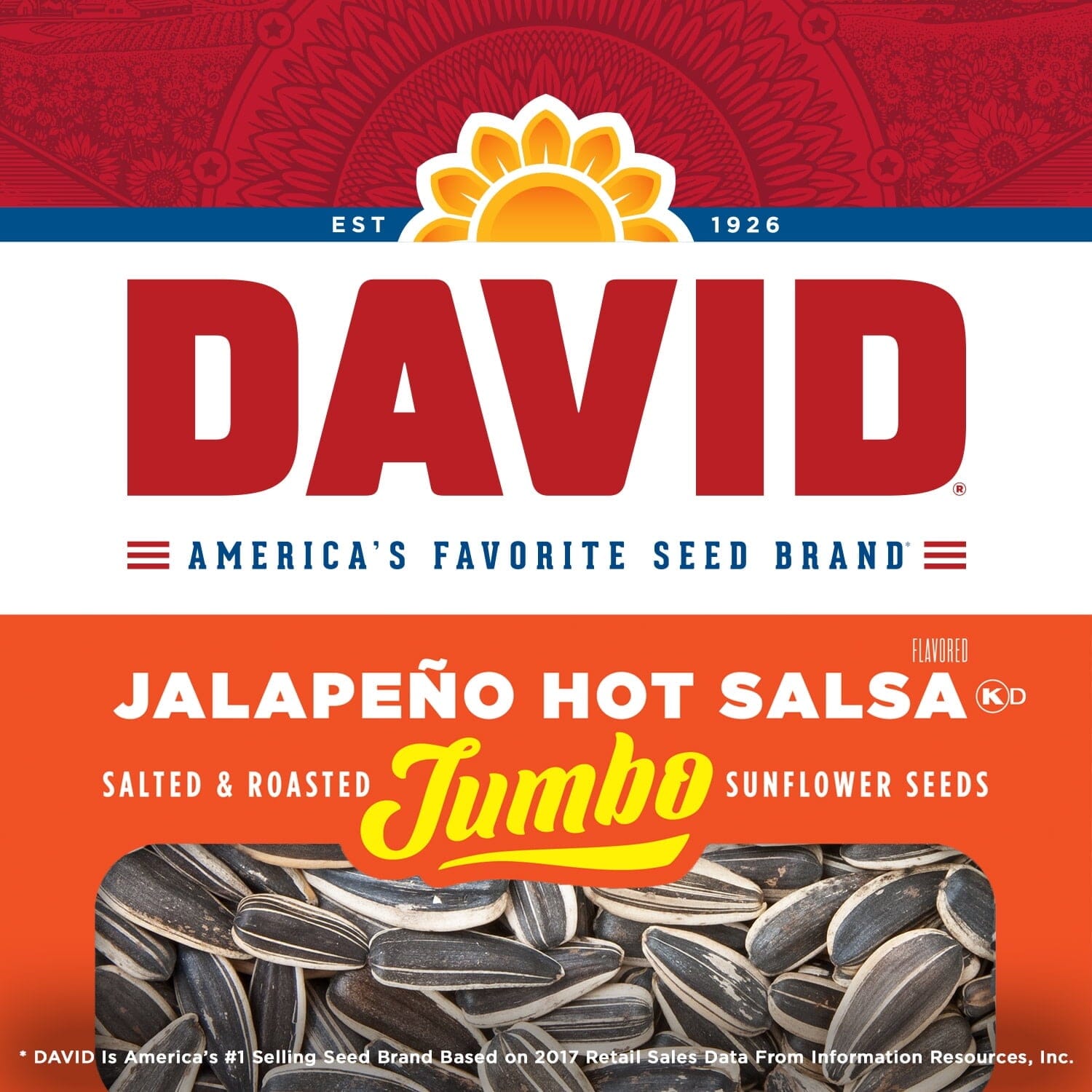 DAVID Seeds Keto Friendly Jalapeno Flavored Salted and Roasted Jumbo Sunflower Seeds, 5.25 Ounce