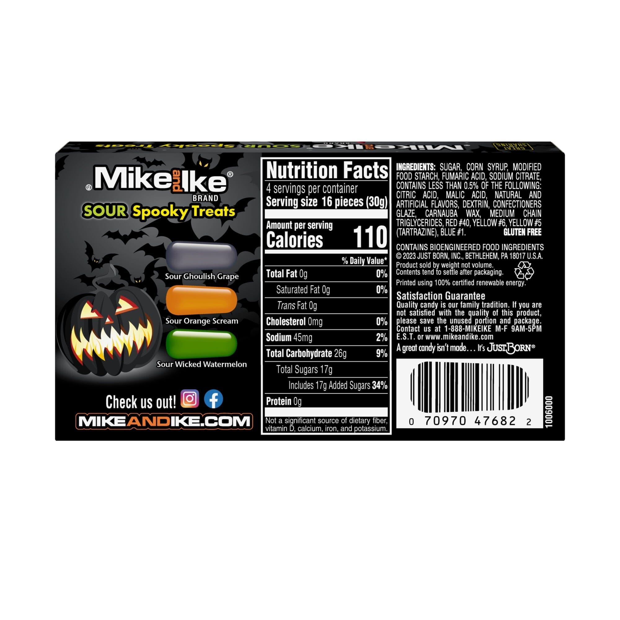 EXPIRED MIKE AND IKE SOUR Spooky Treats Chewy Candy, Halloween Candy, 4.25 Ounce Theater Box, 1 Count