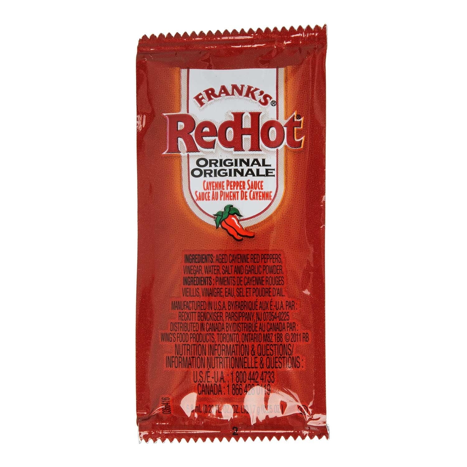 Franks RedHot Original Hot Sauce, 7 Gram Packet, 200 per case