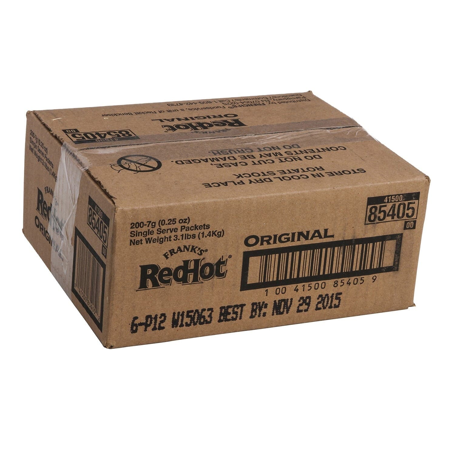 Franks RedHot Original Hot Sauce, 7 Gram Packet, 200 per case