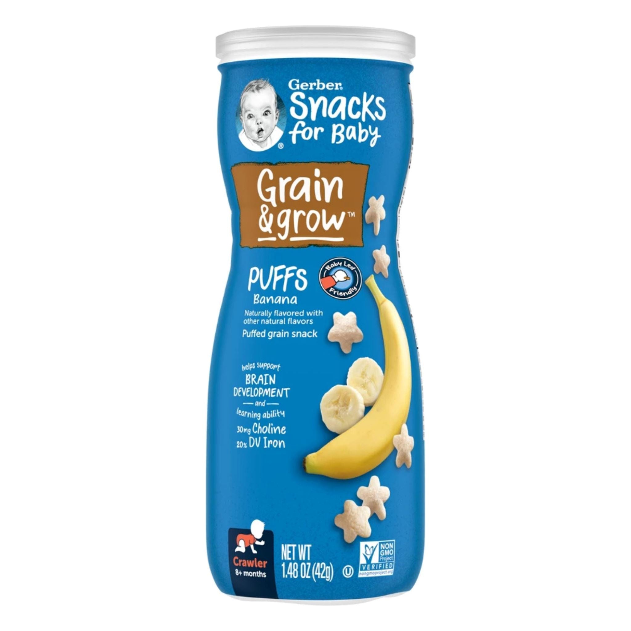 Gerber Stage 3 Baby Food, Banana Puffs, 1.48 oz Canister