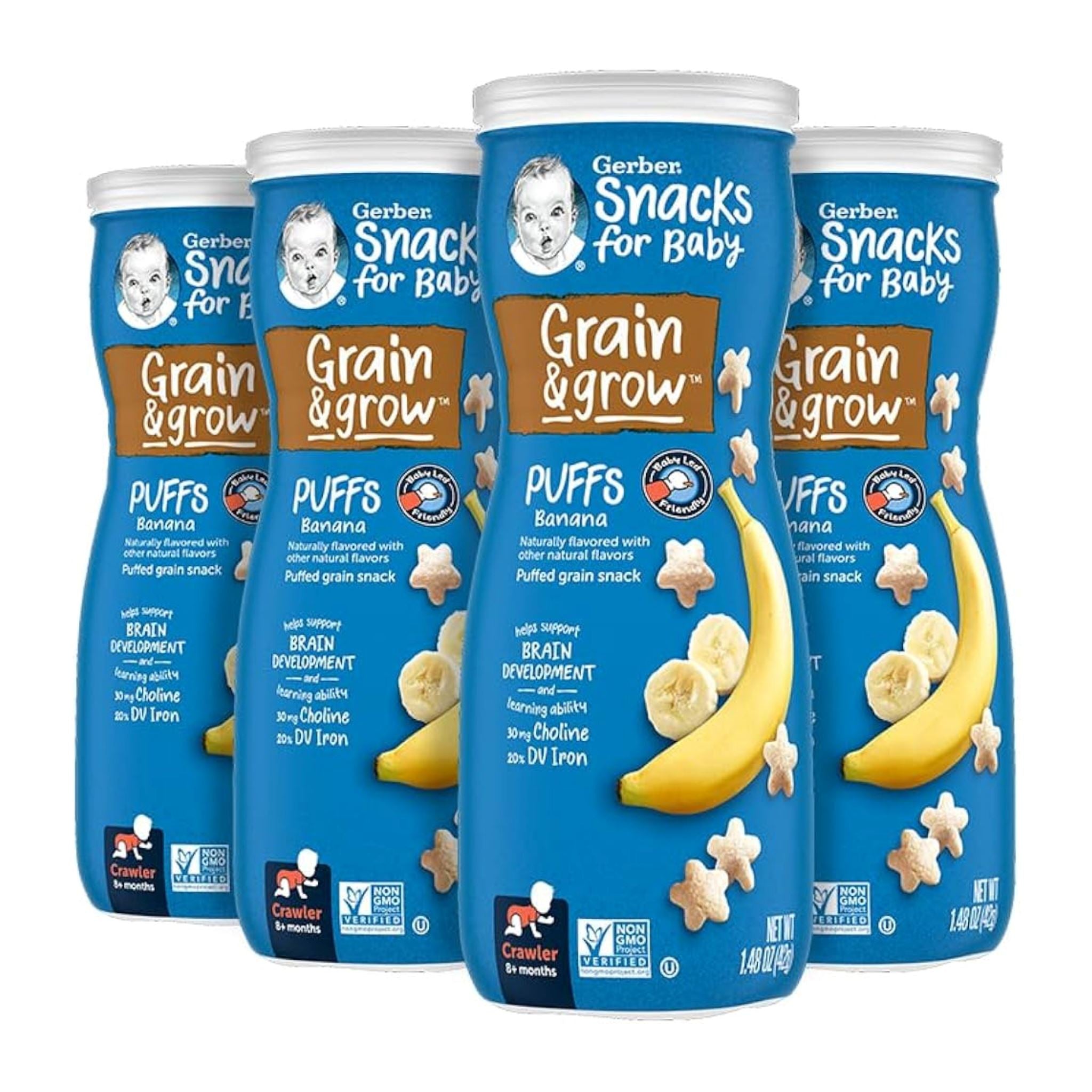 Gerber Stage 3 Baby Food, Banana Puffs, 1.48 oz Canister