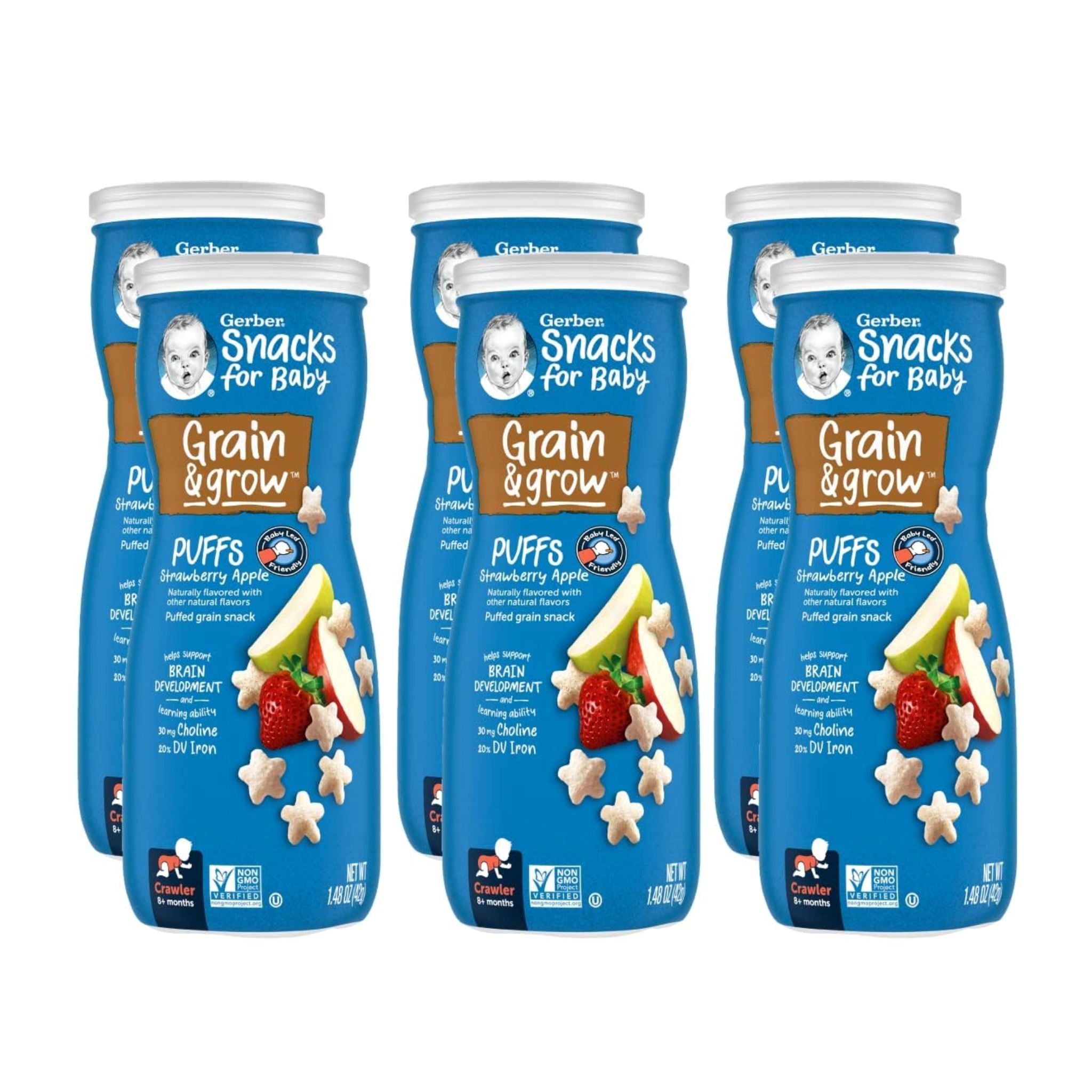 Gerber Stage 3 Baby Food, Strawberry Apple Puffs, 1.48 oz Canister