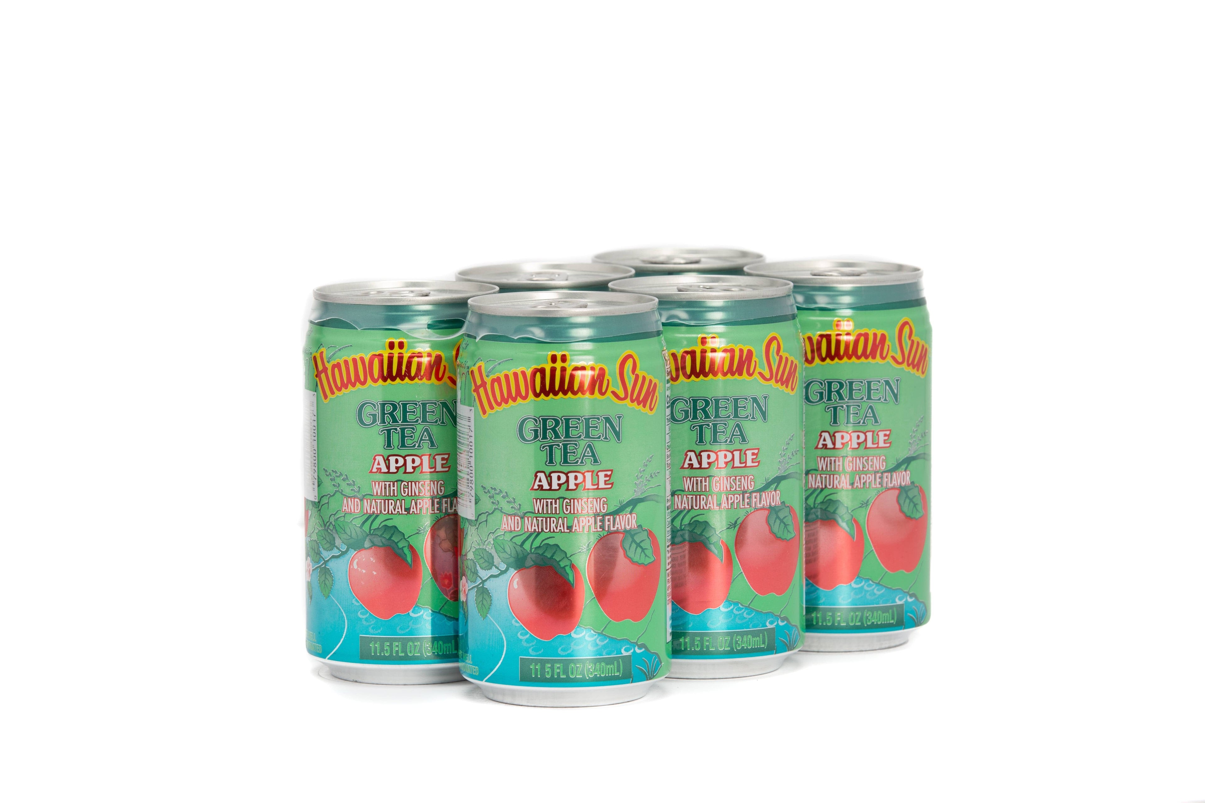 Hawaiian Sun Drink, Green Tea Apple, 11.5 Fl Oz Pack of 6