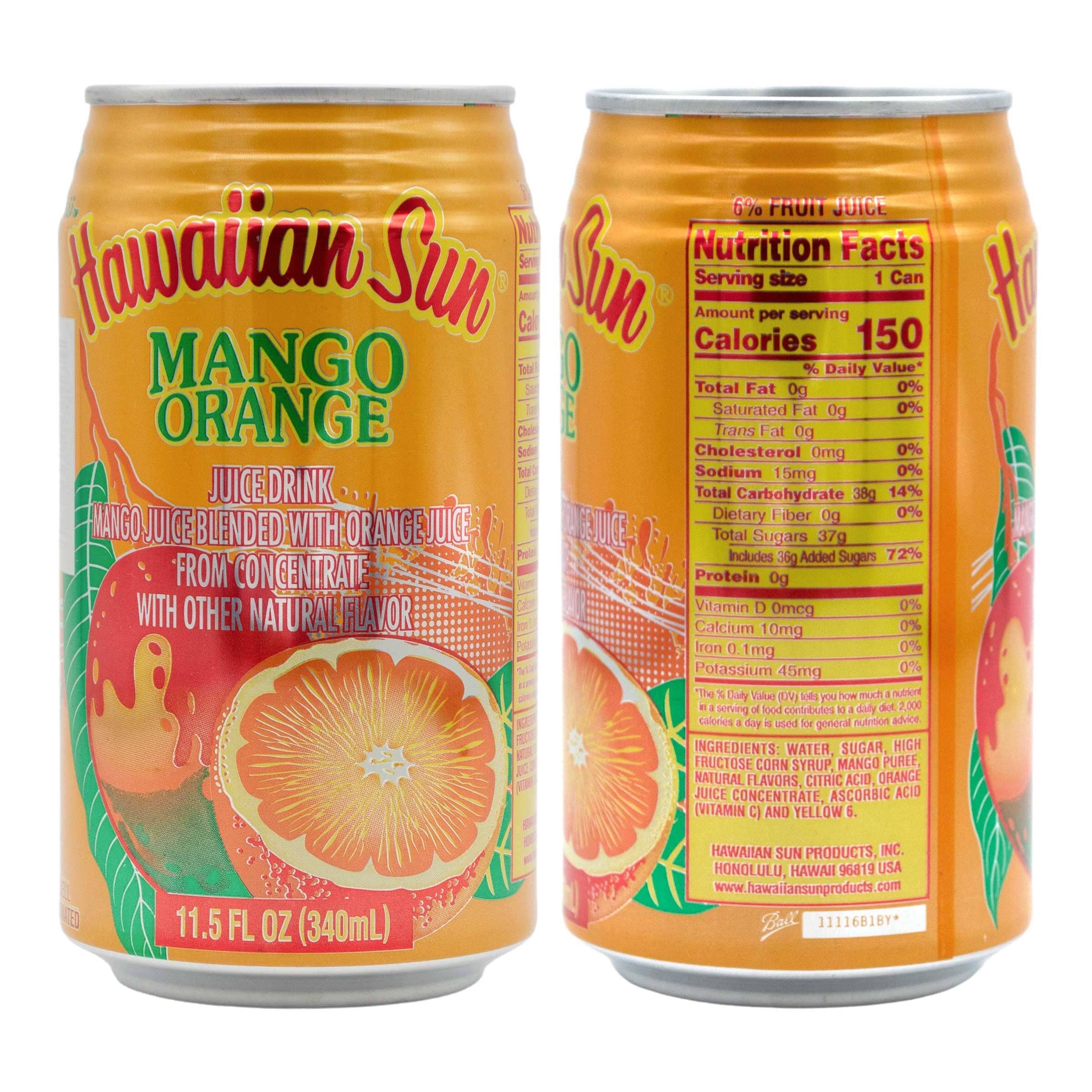 Hawaiian Sun Drinks, Orange Variety Pack, 4 Flavors, 3 Cans per Flavor, Total 12 Cans
