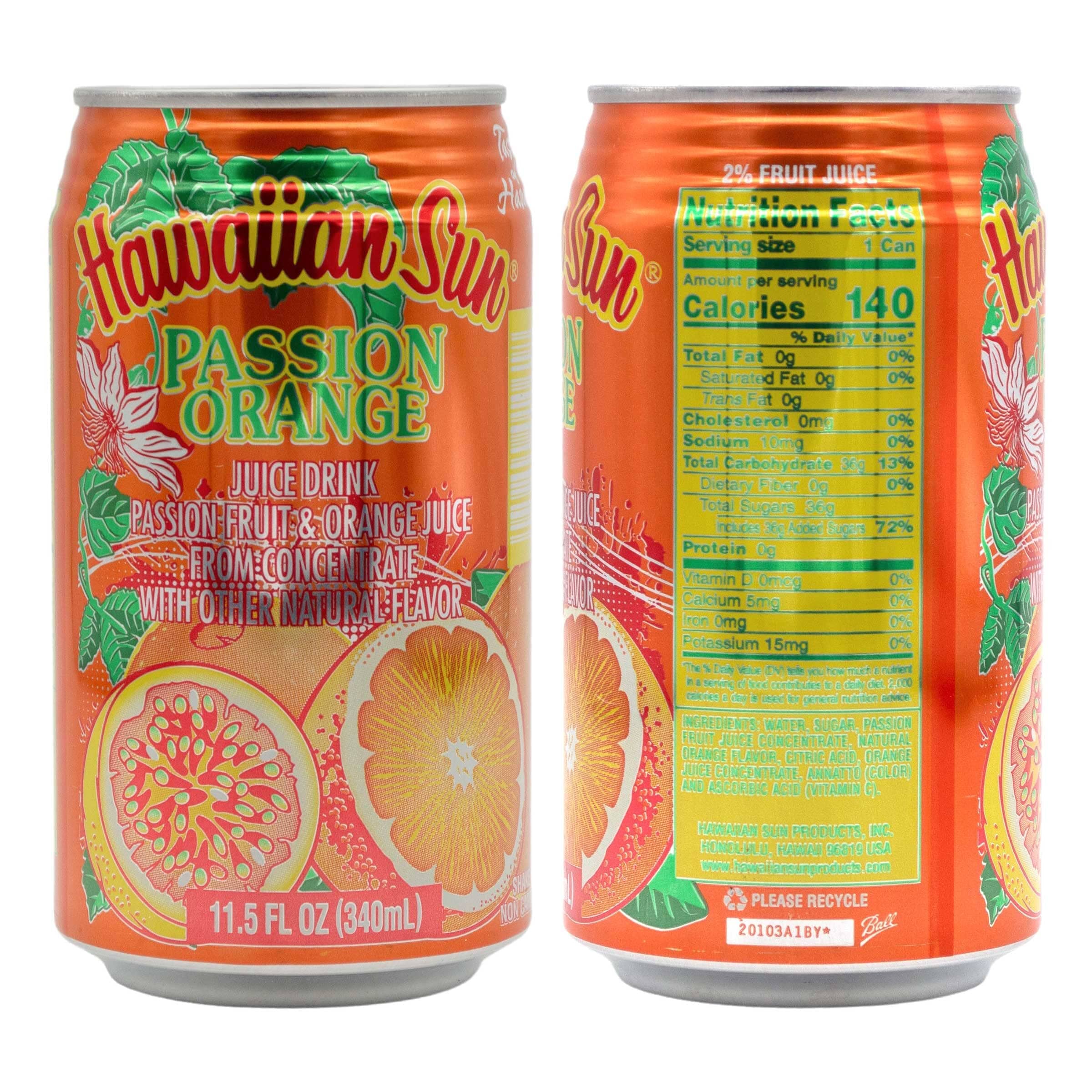 Hawaiian Sun Drinks, Orange Variety Pack, 4 Flavors, 3 Cans per Flavor, Total 12 Cans