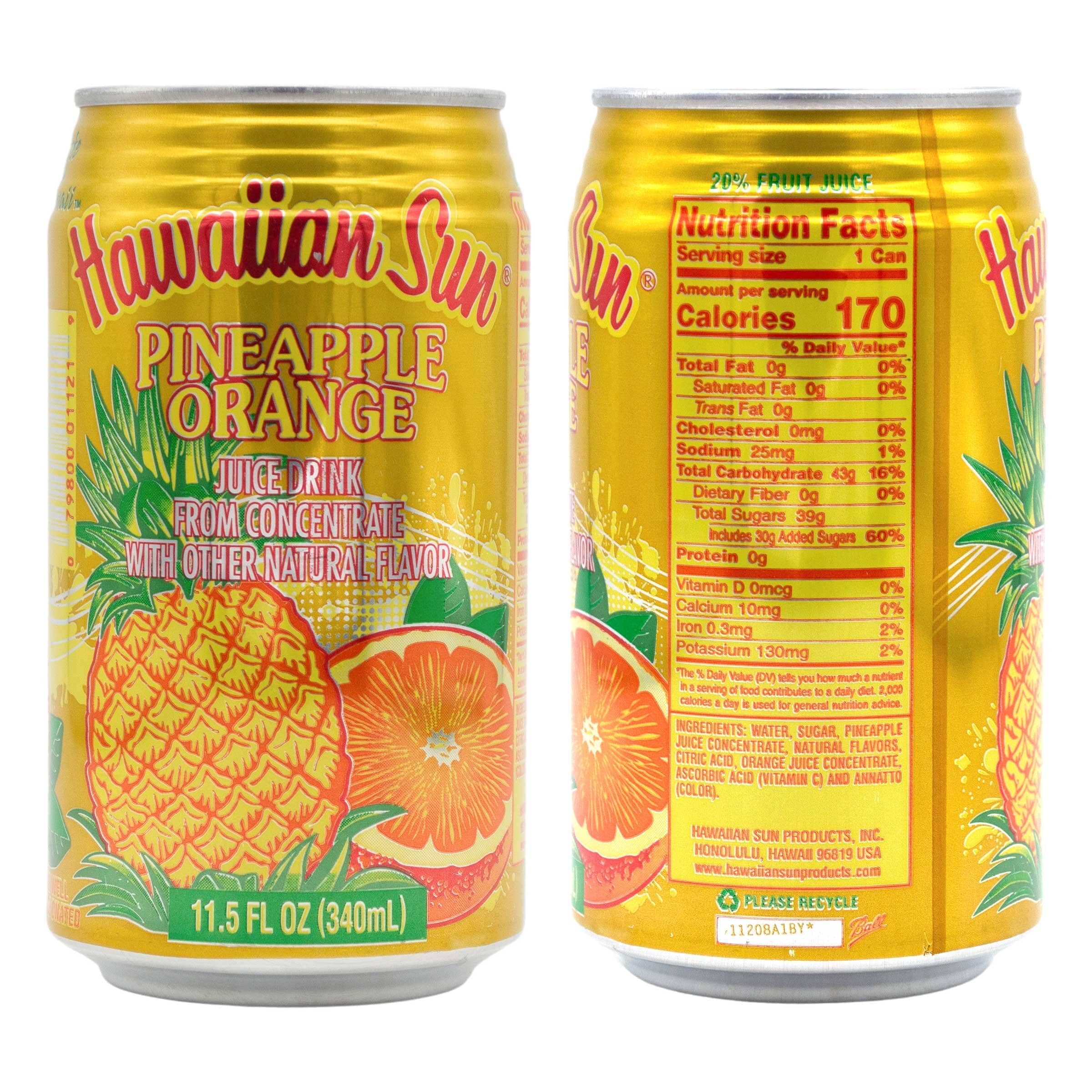 Hawaiian Sun Drinks, Orange Variety Pack, 4 Flavors, 3 Cans per Flavor, Total 12 Cans