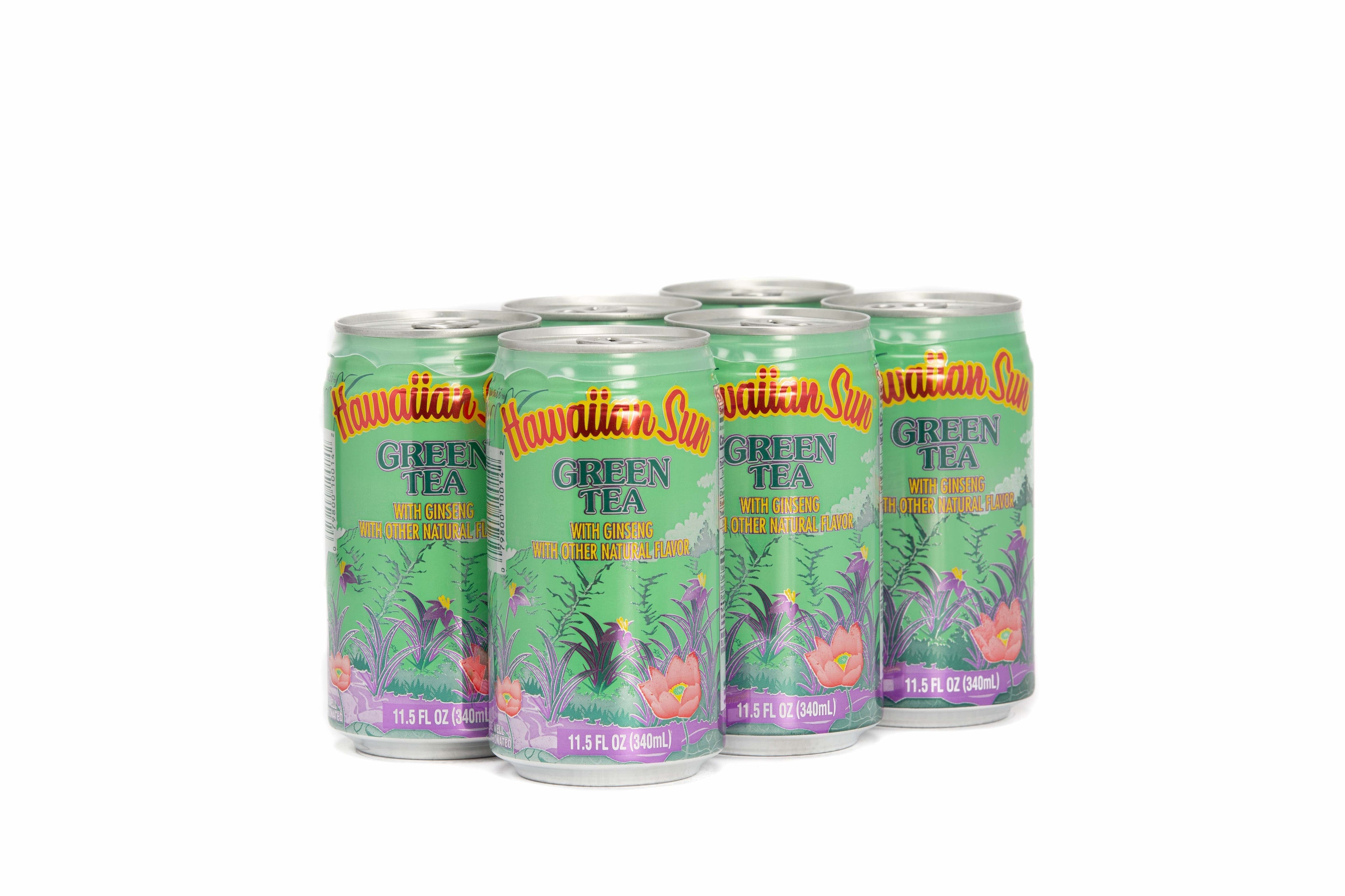 Hawaiian Sun Green Tea with Ginseng, 11.5 Fl Oz Pack of 6