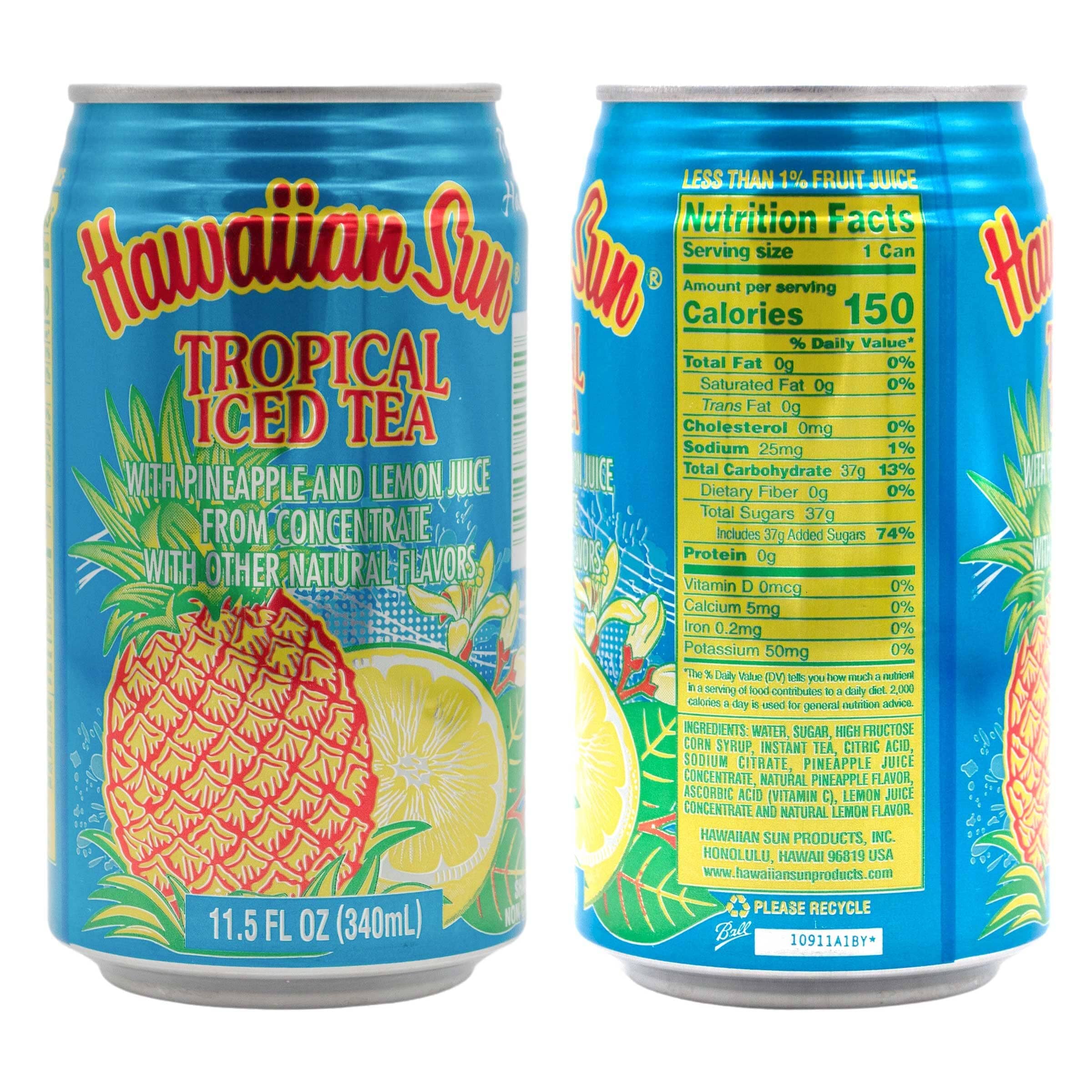 Hawaiian Sun Iced Tea, Tropical, 11.5 Fl Oz Pack of 6