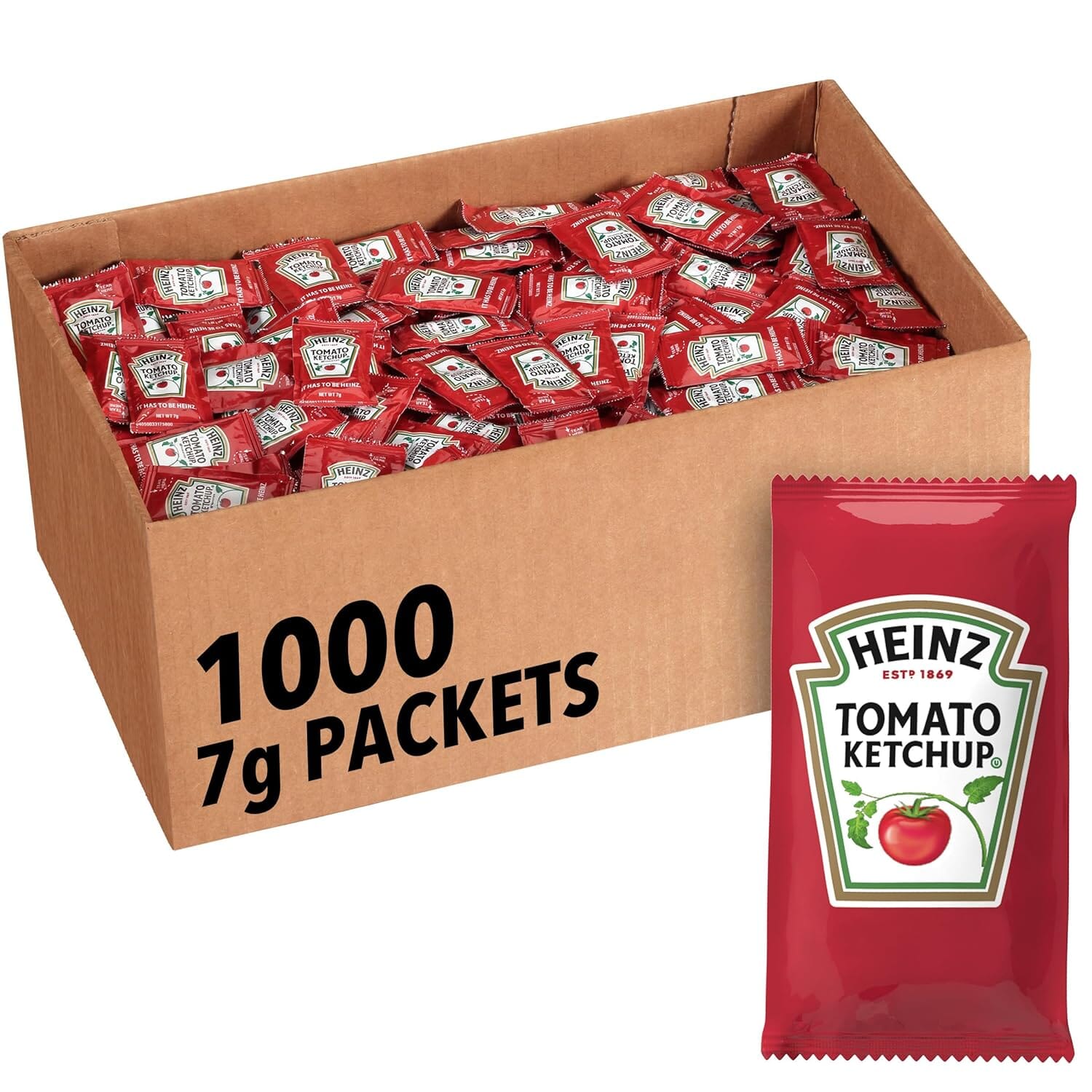 Heinz Tomato Ketchup, 7 gram, 0.25-Ounce Single Serve Packages (Pack of 1000)