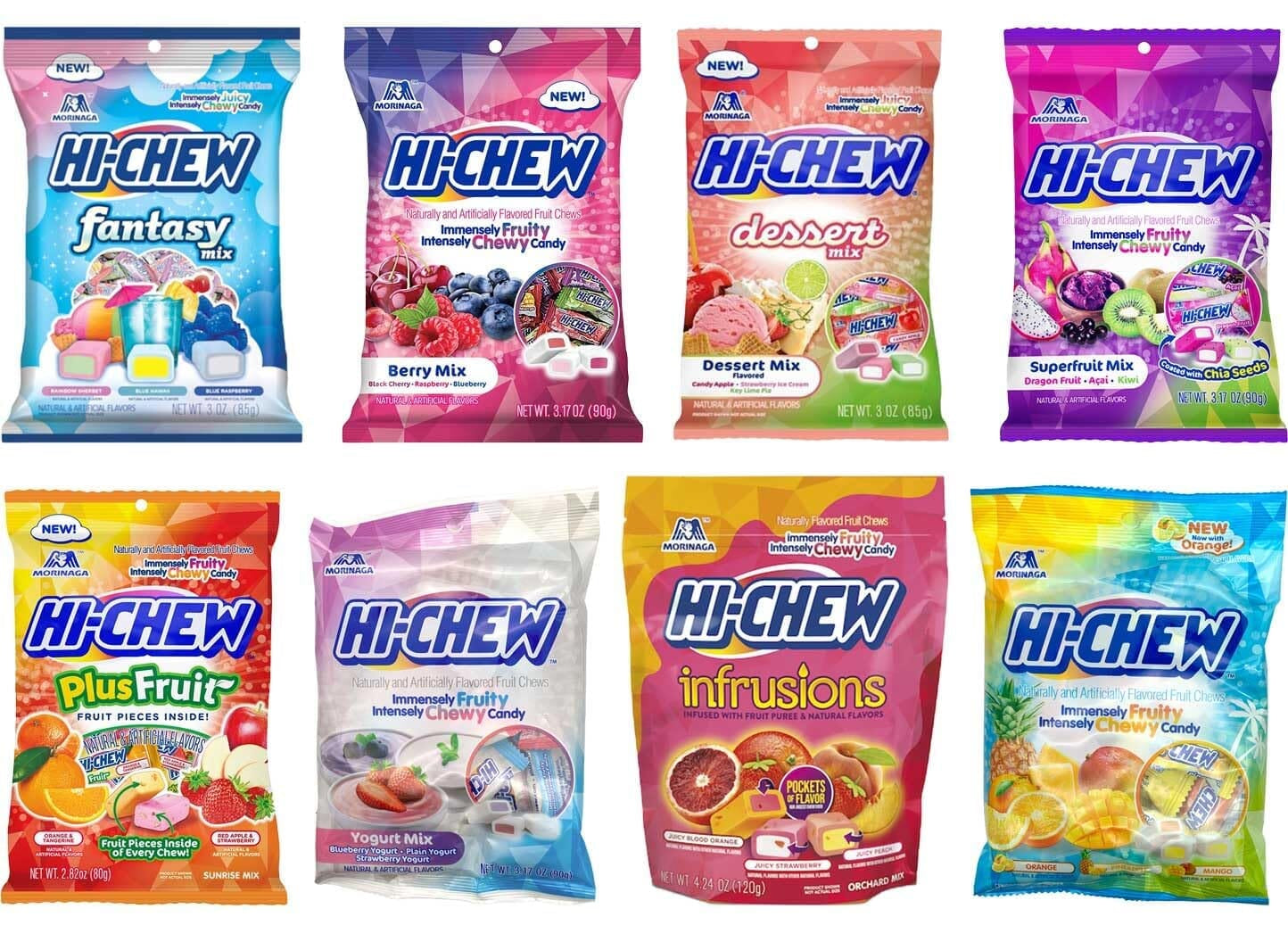 8 Variety-Hi Chew, Fantasy, Berry, Dessert, Superfruit, Plus Fruit, Yogurt, Infrusions, Tropical