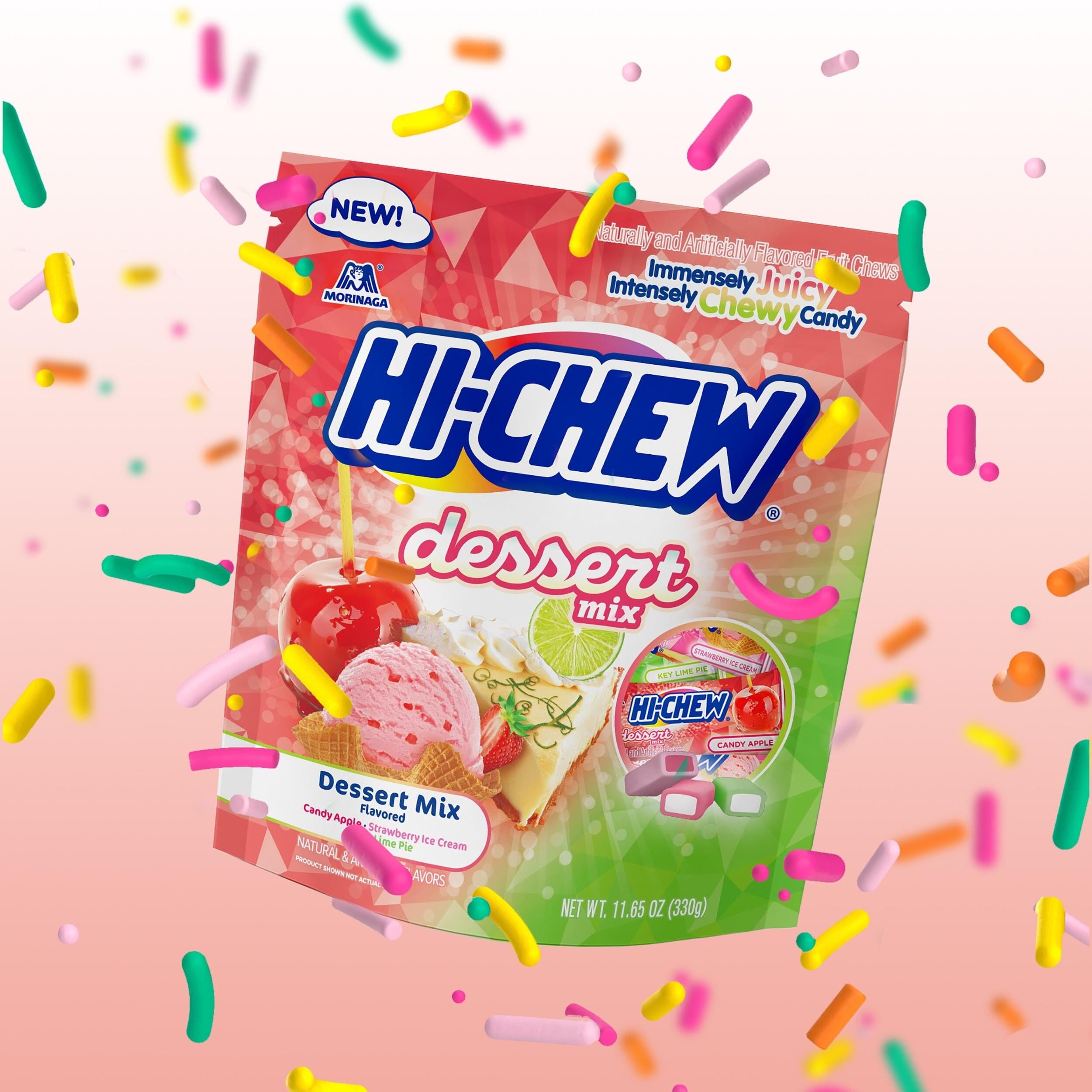 Hi Chew Chewy Fruit Candies, Dessert Mix, Stand-Up Bag, 11.65 Ounce