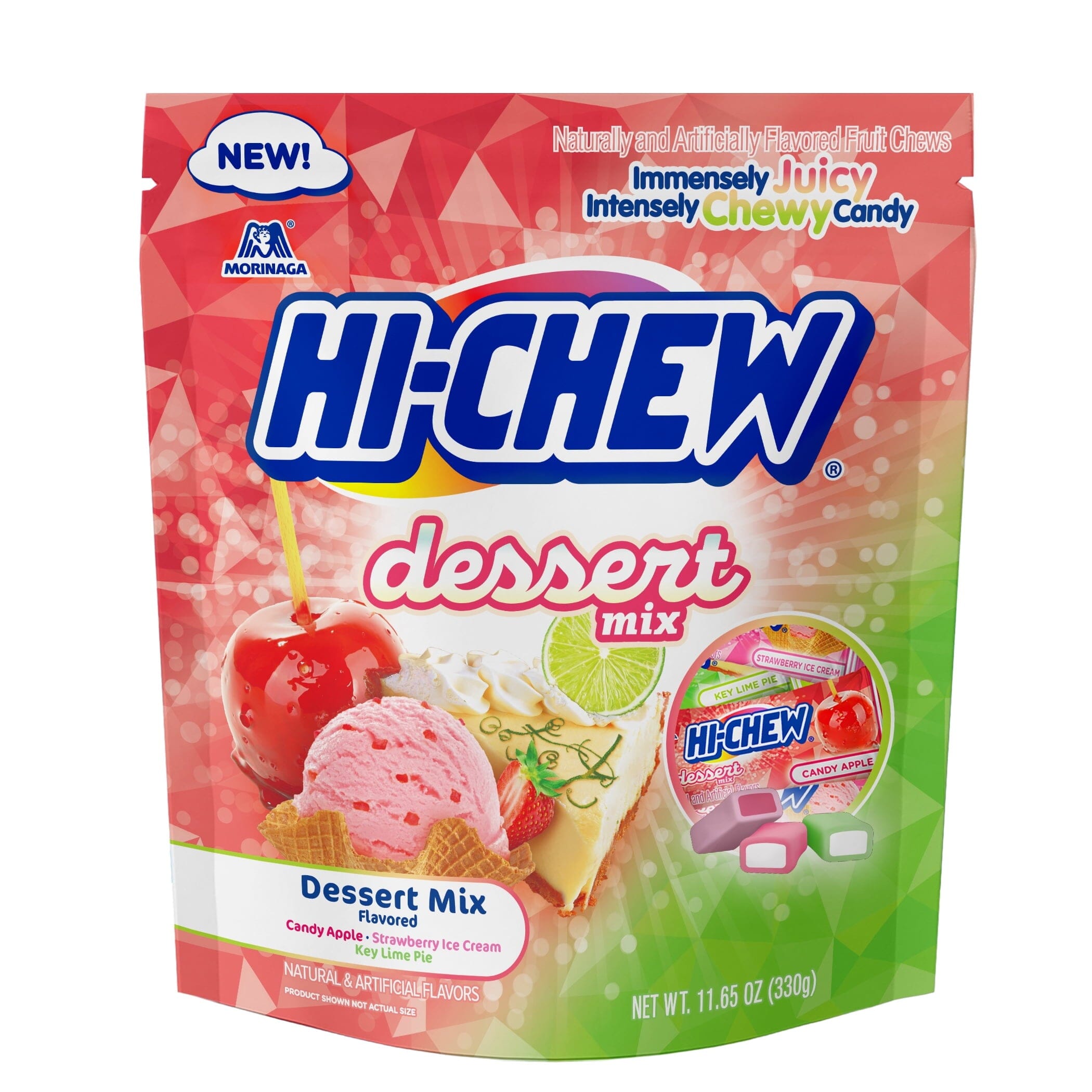 Hi Chew Chewy Fruit Candies, Dessert Mix, Stand-Up Bag, 11.65 Ounce