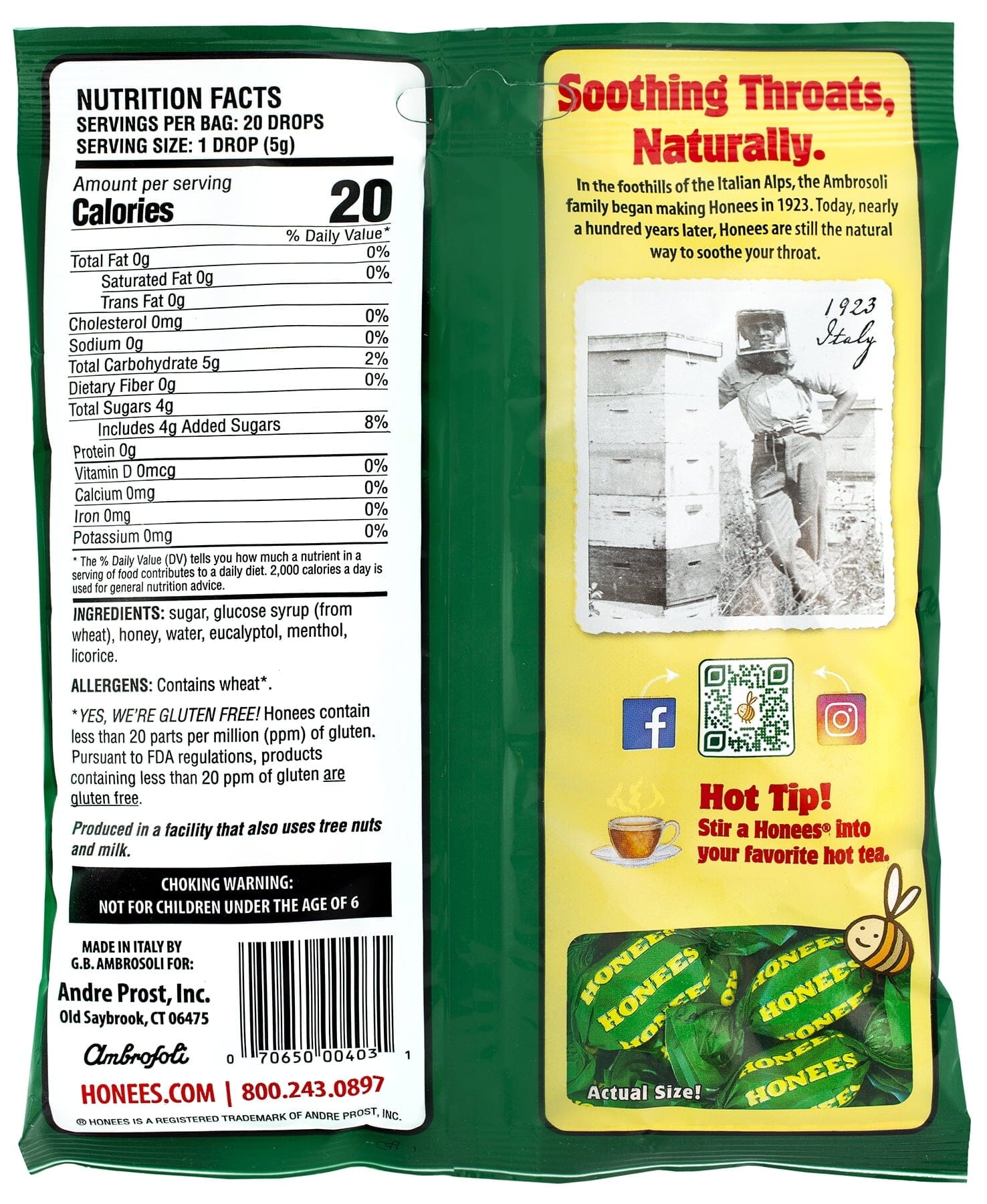 Honees Honey Menthol Drops,  20 Drops