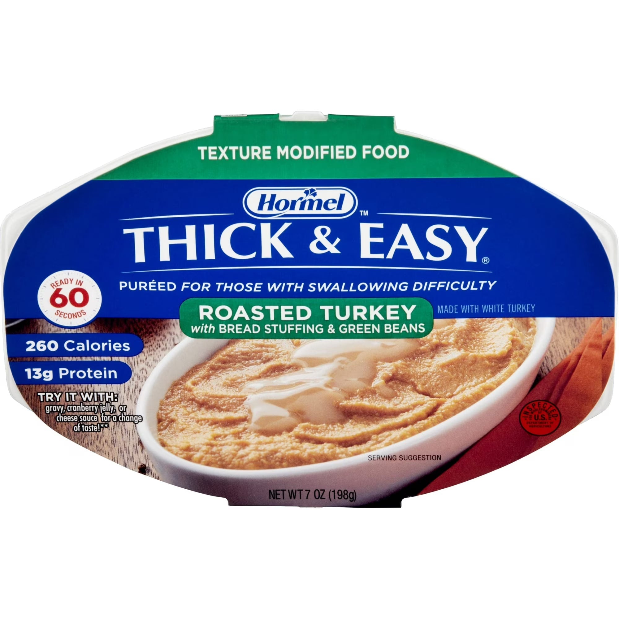 Hormel Thick & Easy Puree, Roasted Turkey with Bread Stuffing & Green Beans, 7 Ounce, 7 ct per box