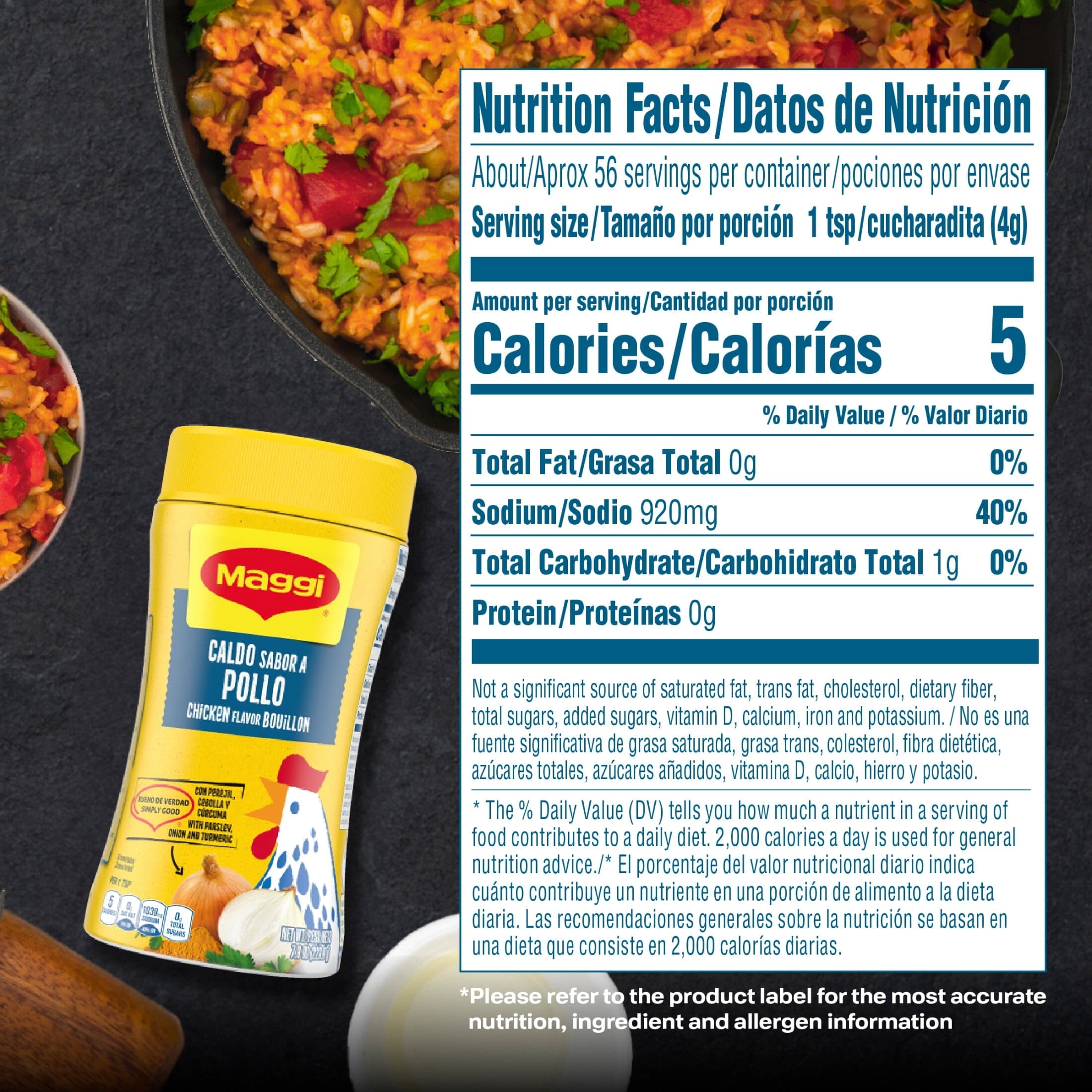 Maggi Caldo Sabor A Pollo Chicken Flavored Bouillon Powder, Granulated Chicken Soup Seasoning 7.9 oz
