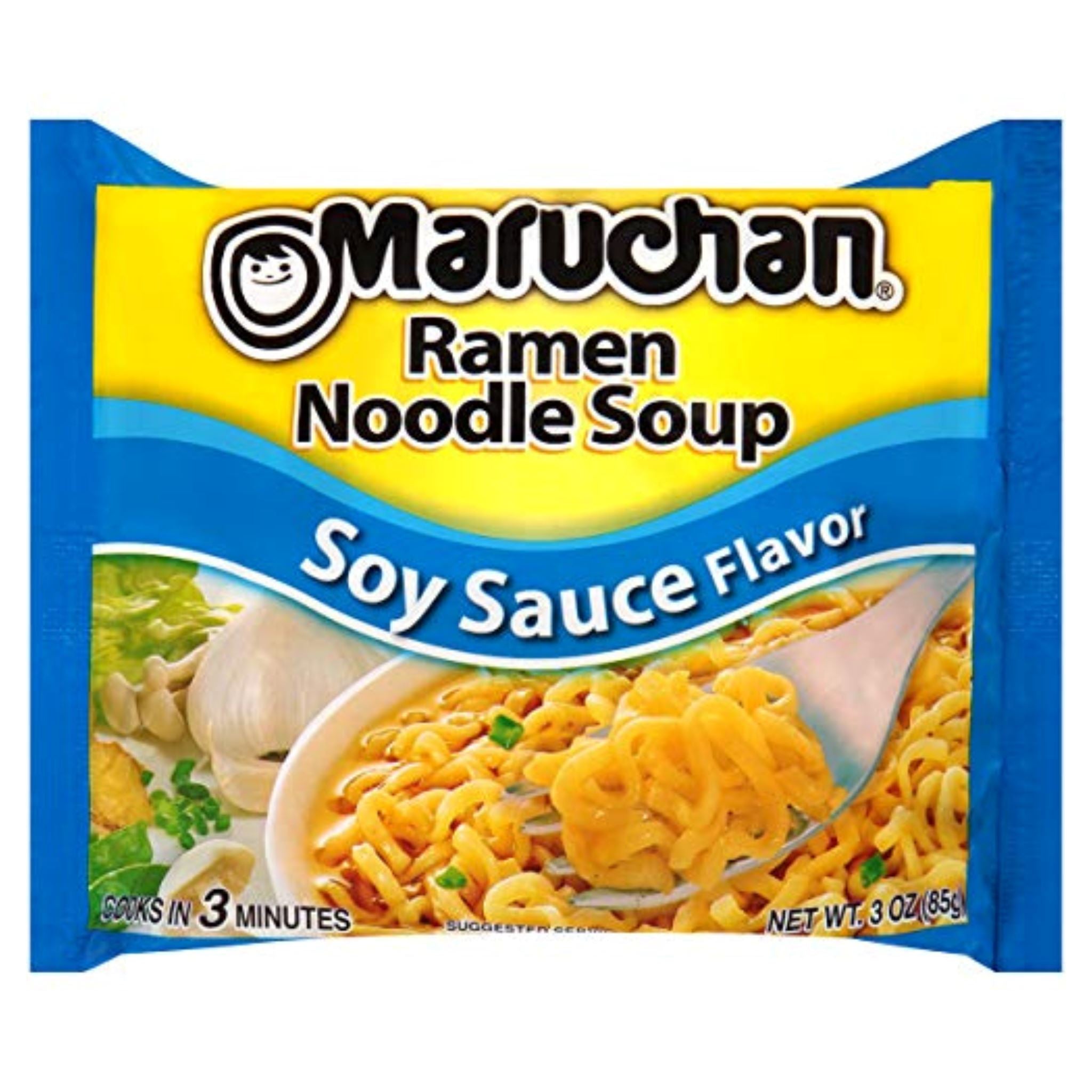 Maruchan Ramen Soy Sauce Flavored Ramen Noodle Soup, 3 Ounces (Pack of 24)