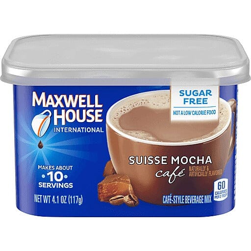Maxwell House International Sugar Free Suisse Mocha Cafe Beverage Mix 4.1 Oz