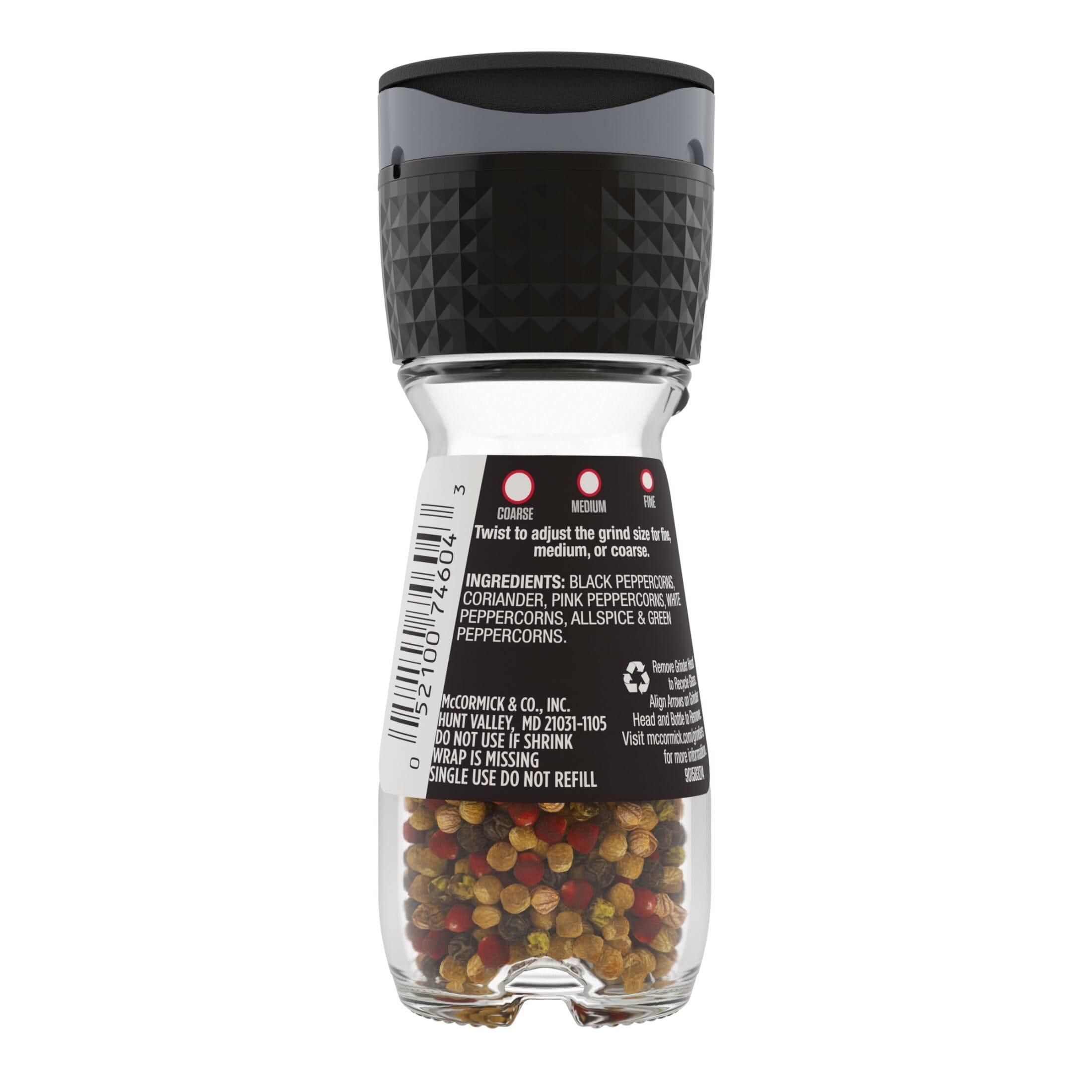 McCormick All Natural Peppercorn Medley Grinder, 0.85 oz Bottle