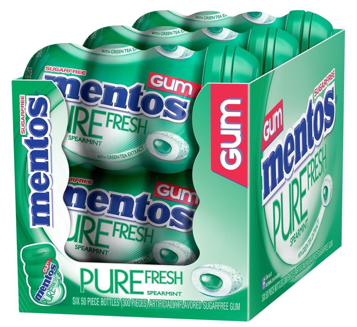 Mentos Gum Sugar Free, Pure Fresh Spearmint, 50 Piece