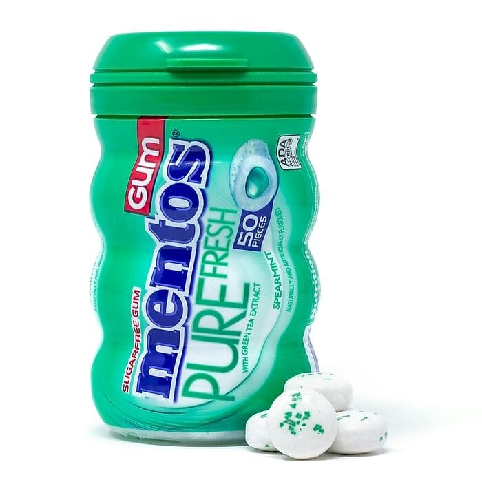 Mentos Gum Sugar Free, Pure Fresh Spearmint, 50 Piece
