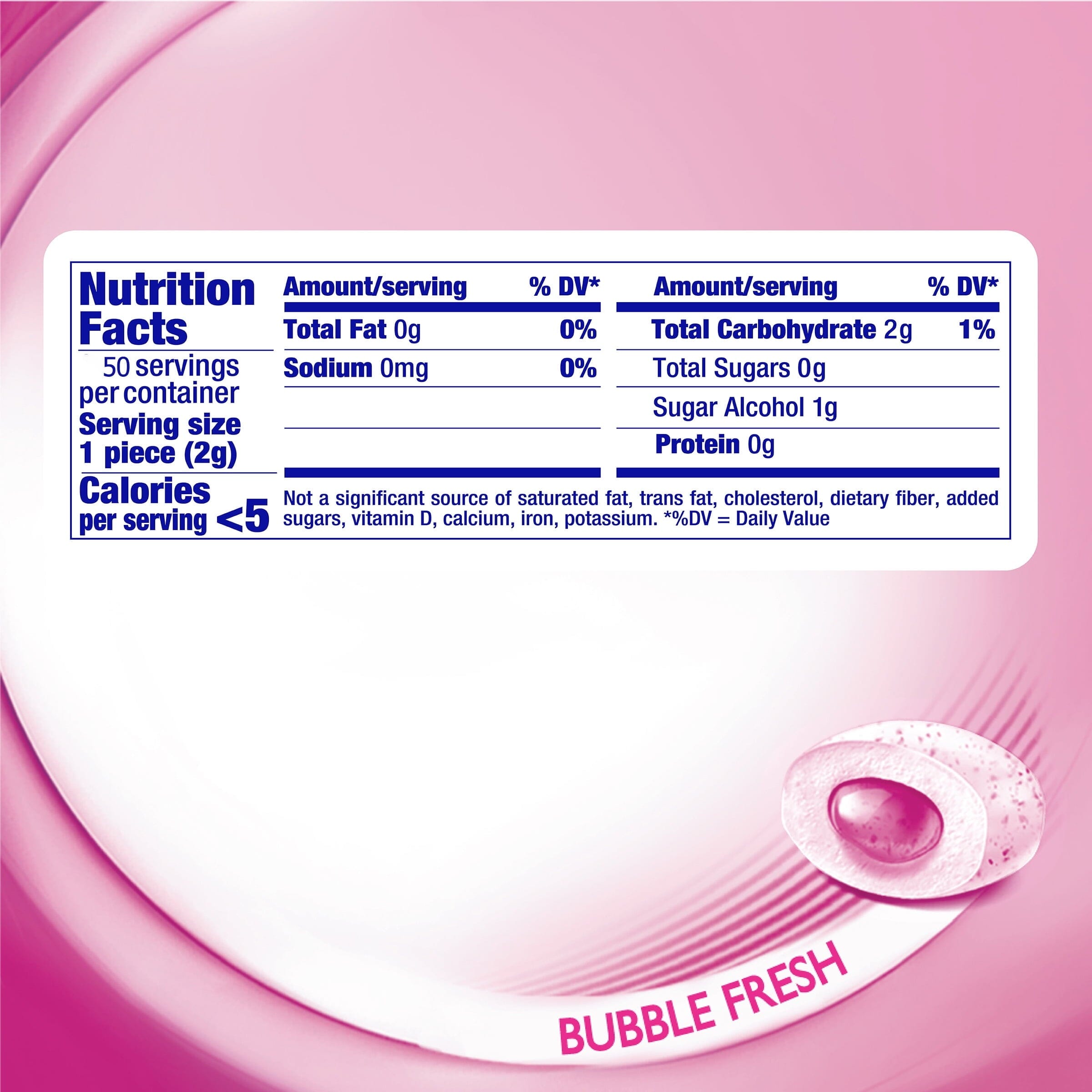 Mentos Pure Fresh Sugar-Free Chewing Gum with Xylitol, Bubble Fresh, Regular Size, 50 Count