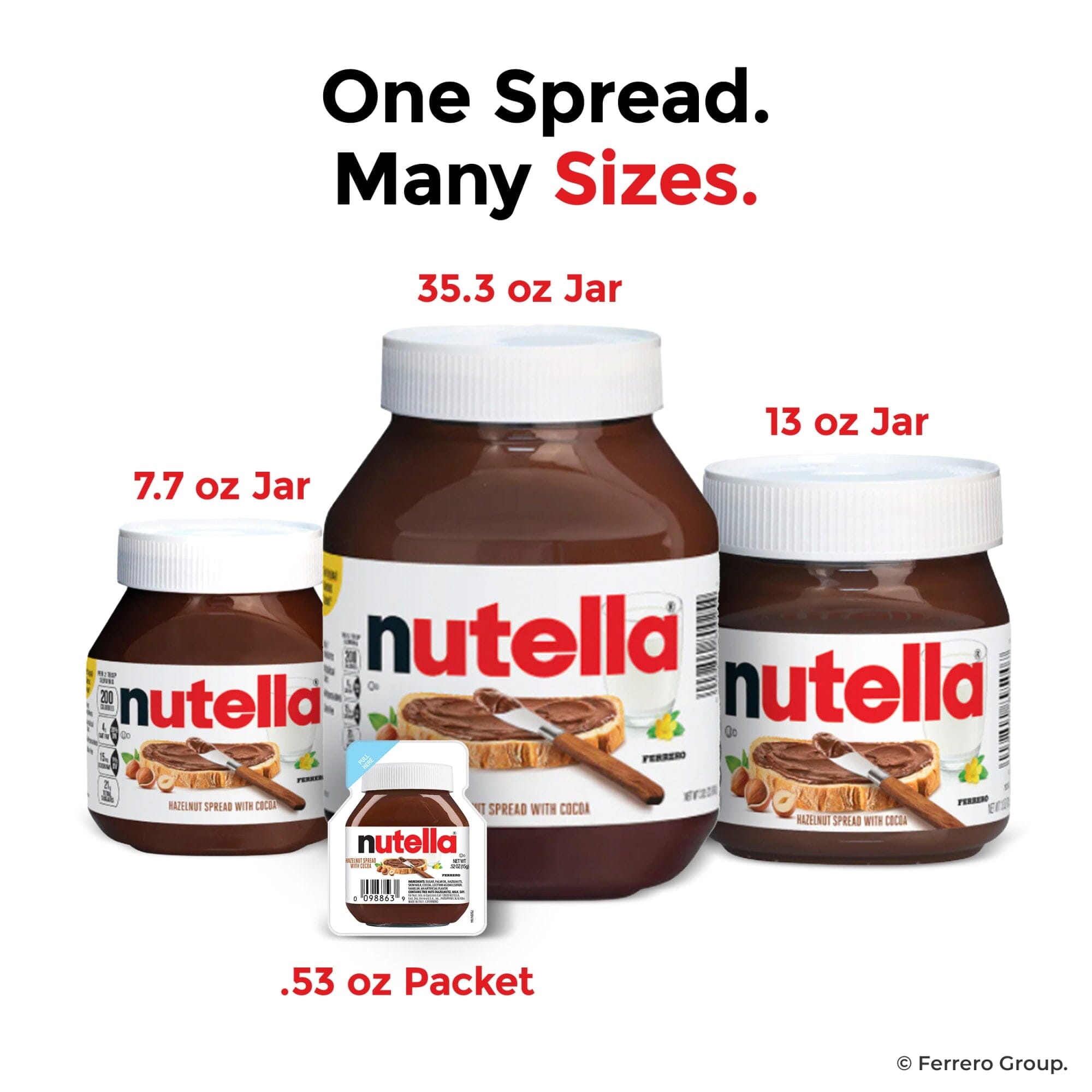 Nutella Hazelnut Spread with Cocoa, 0.8 oz Mini Glass Jar
