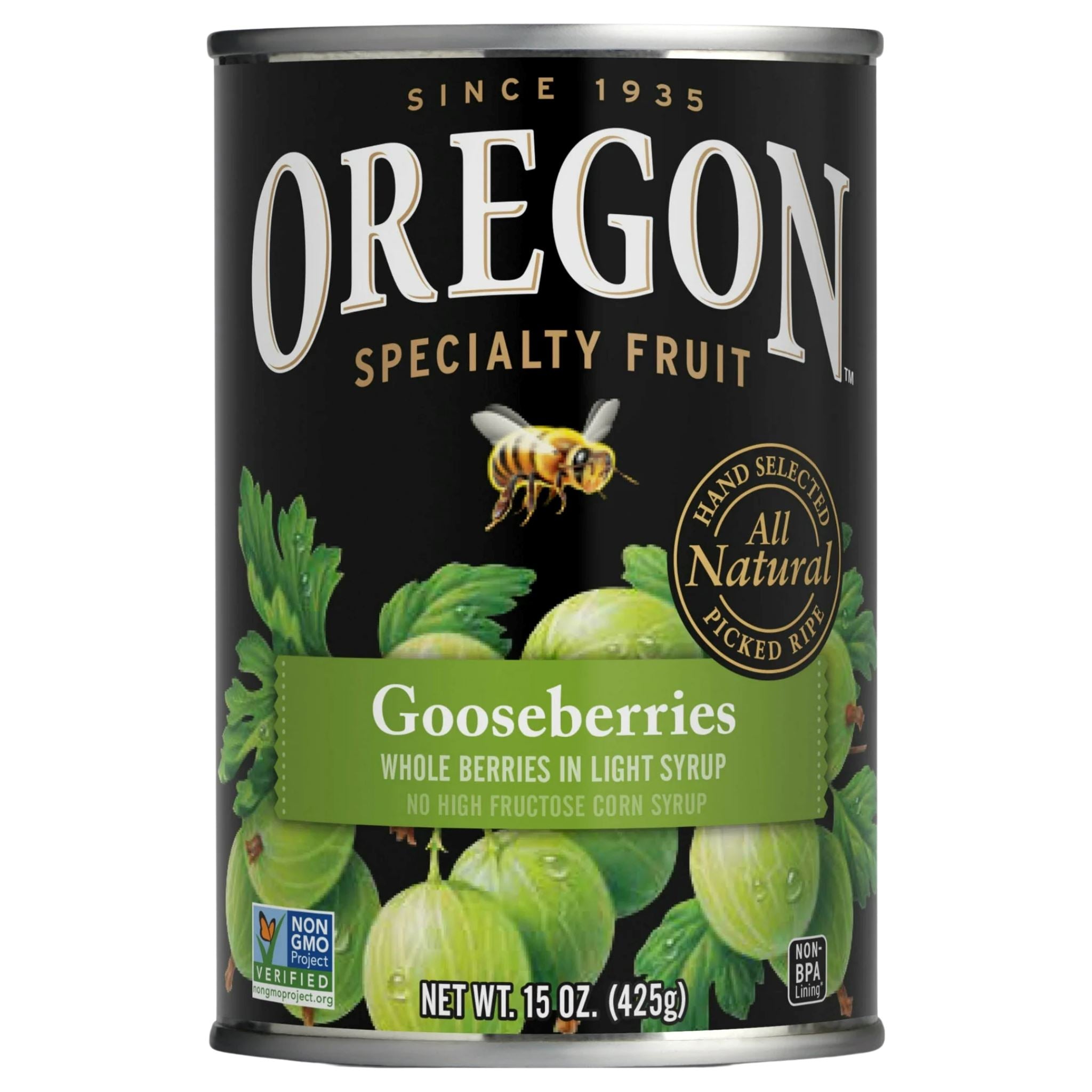 Oregon Fruit Gooseberries in Light Syrup, 15 oz