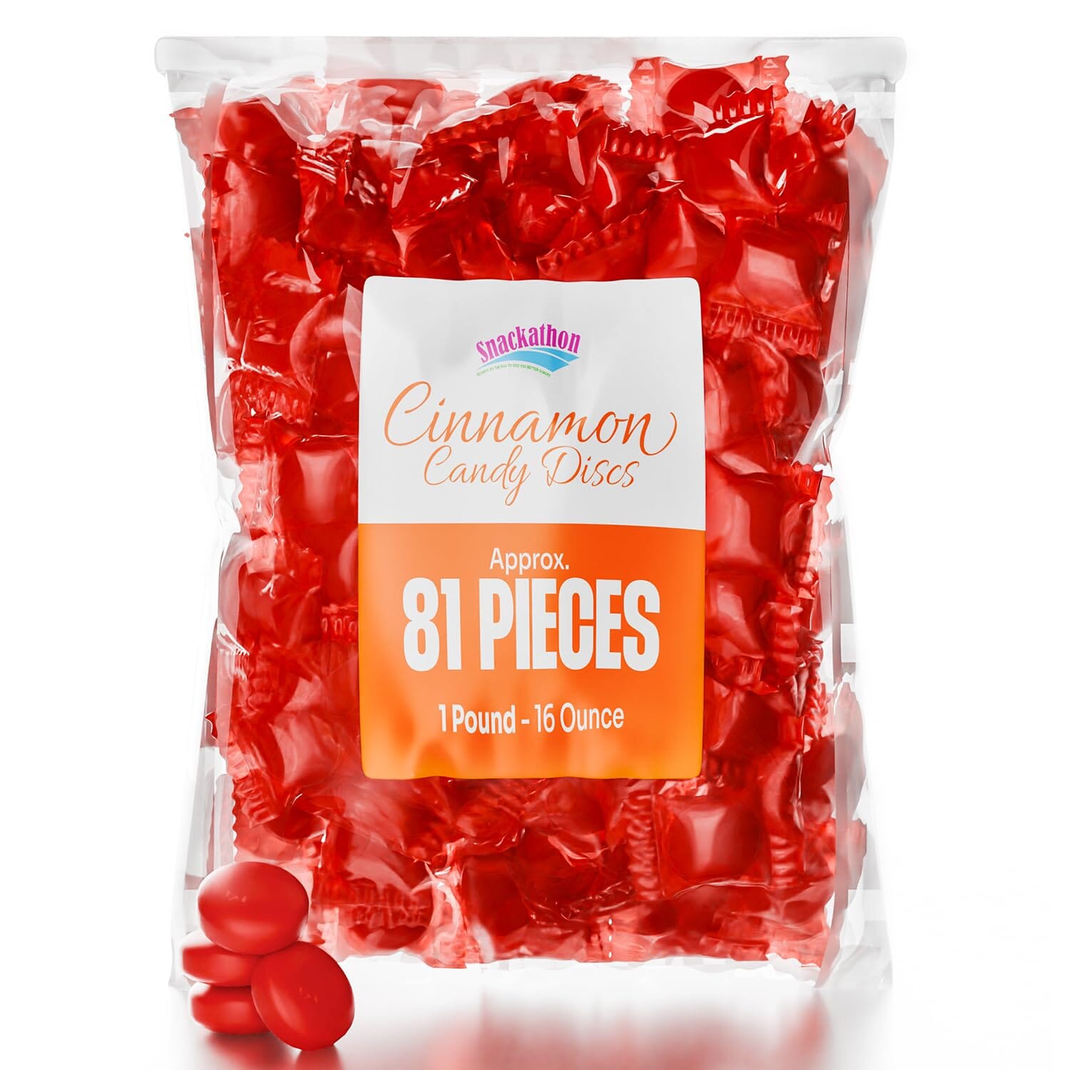 Snackathon Cinnamon Starlight Candy – Individually Wrapped Discs (1LB, 2LB, 4LB)