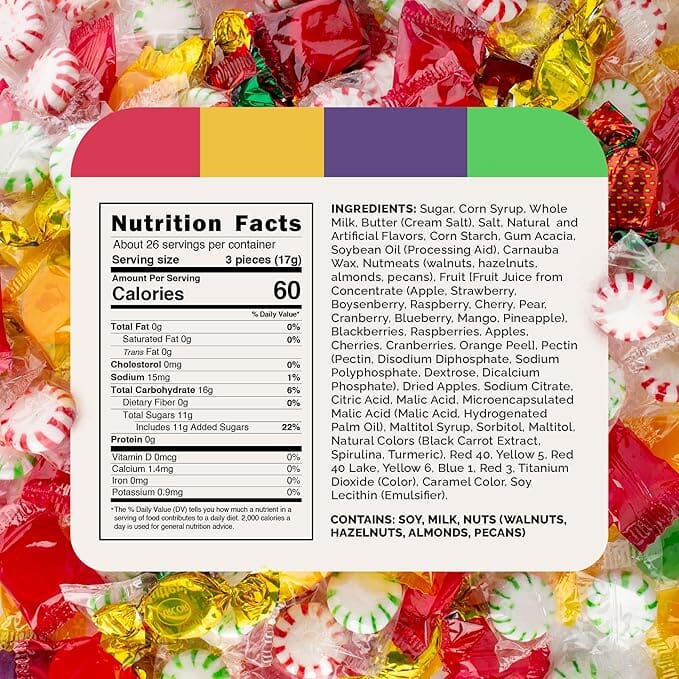 Snackathon Deluxe Mix - Old-Fashioned Hard Candy Assortment, Individually Wrapped (Peppermint, Spearmint, Strawberry, Cinnamon, Butterscotch, Fruit & More), 1 lb Resealable Pouch, Approx. 80 Pieces