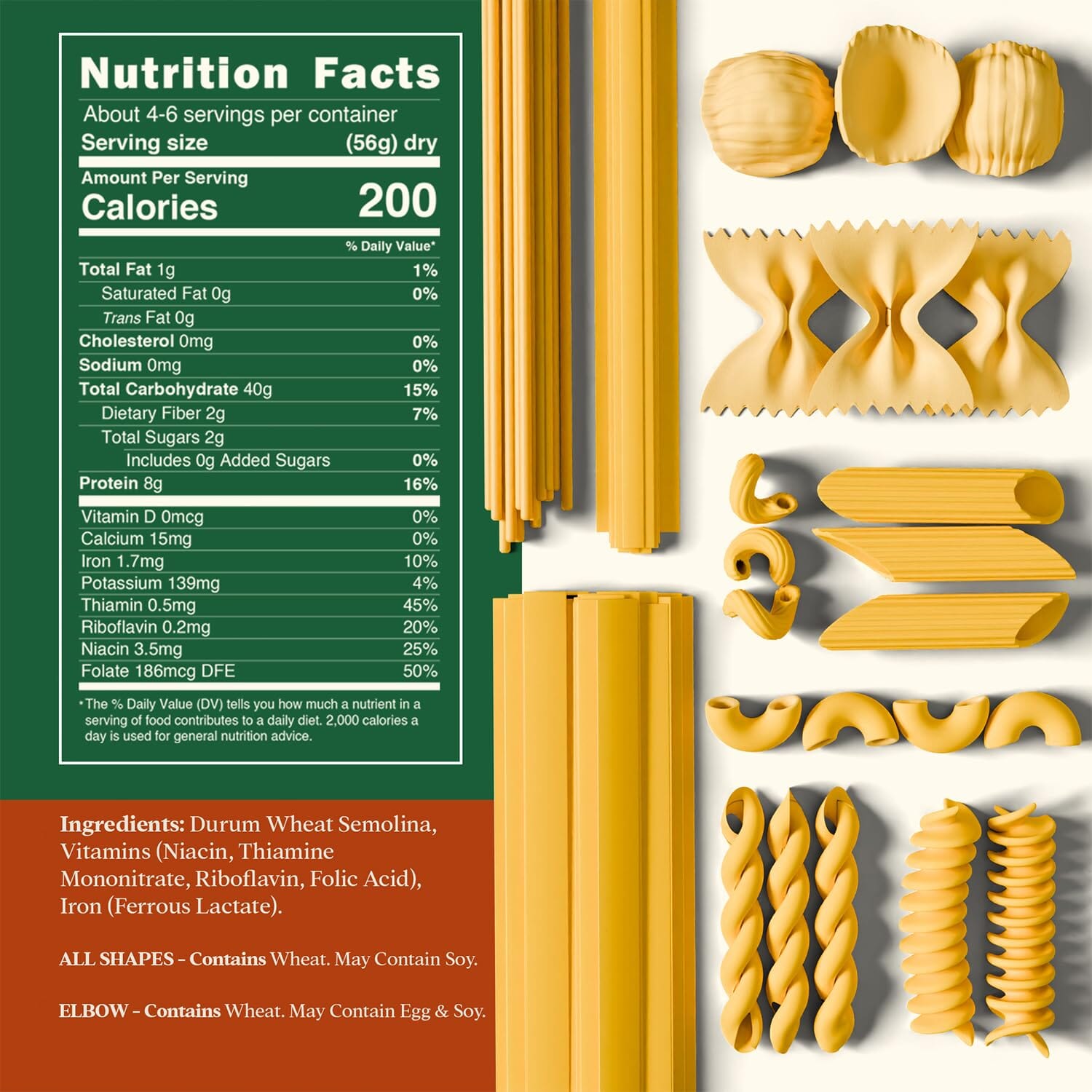 Snackathon Italian Pasta Assortment Box, Variety Shapes, Made in Italy, Gift-Ready for Home Chefs & Pasta Lovers