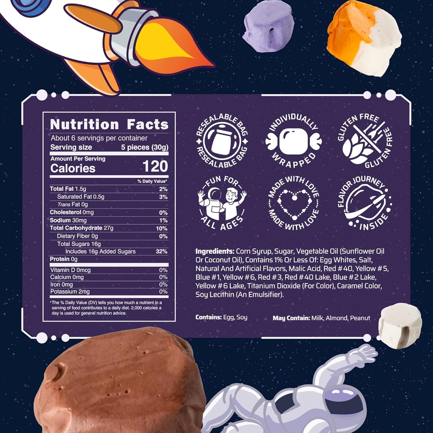 Snackathon Salt Water Taffy Assorted Mix – Chewniverse Edition, 10 Flavor Variety, Individually Wrapped Soft & Chewy Gourmet Candy, Unique 7 oz Themed Bag for Gifting