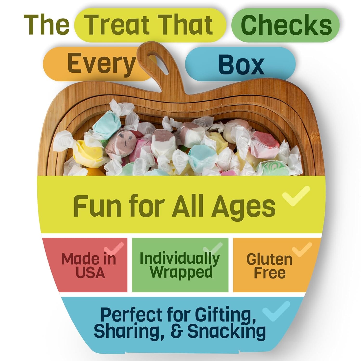 Snackathon Salt Water Taffy Assorted Mix – Holiday Edition, Individually Wrapped Pieces