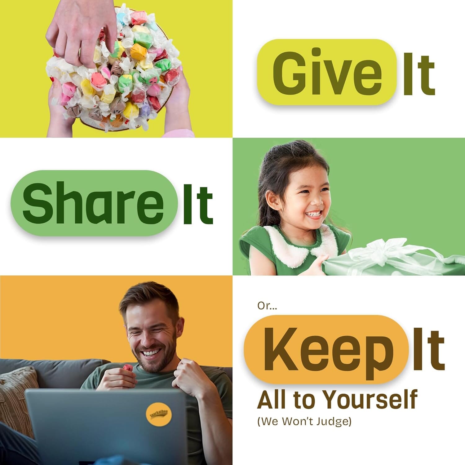 Snackathon Salt Water Taffy Assorted Mix – Holiday Edition, Individually Wrapped Pieces